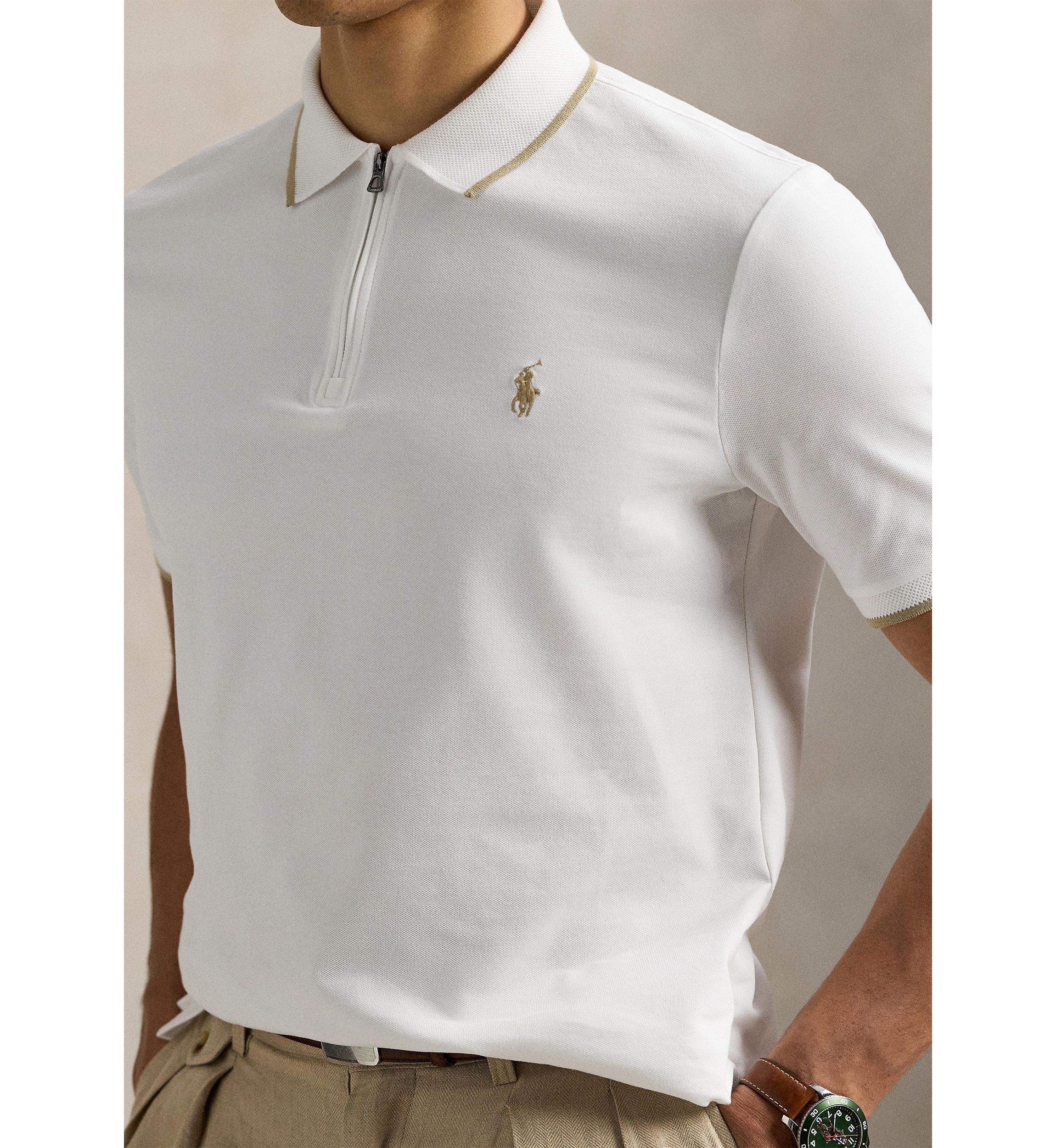 Classic Fit Stretch Mesh Polo Shirt