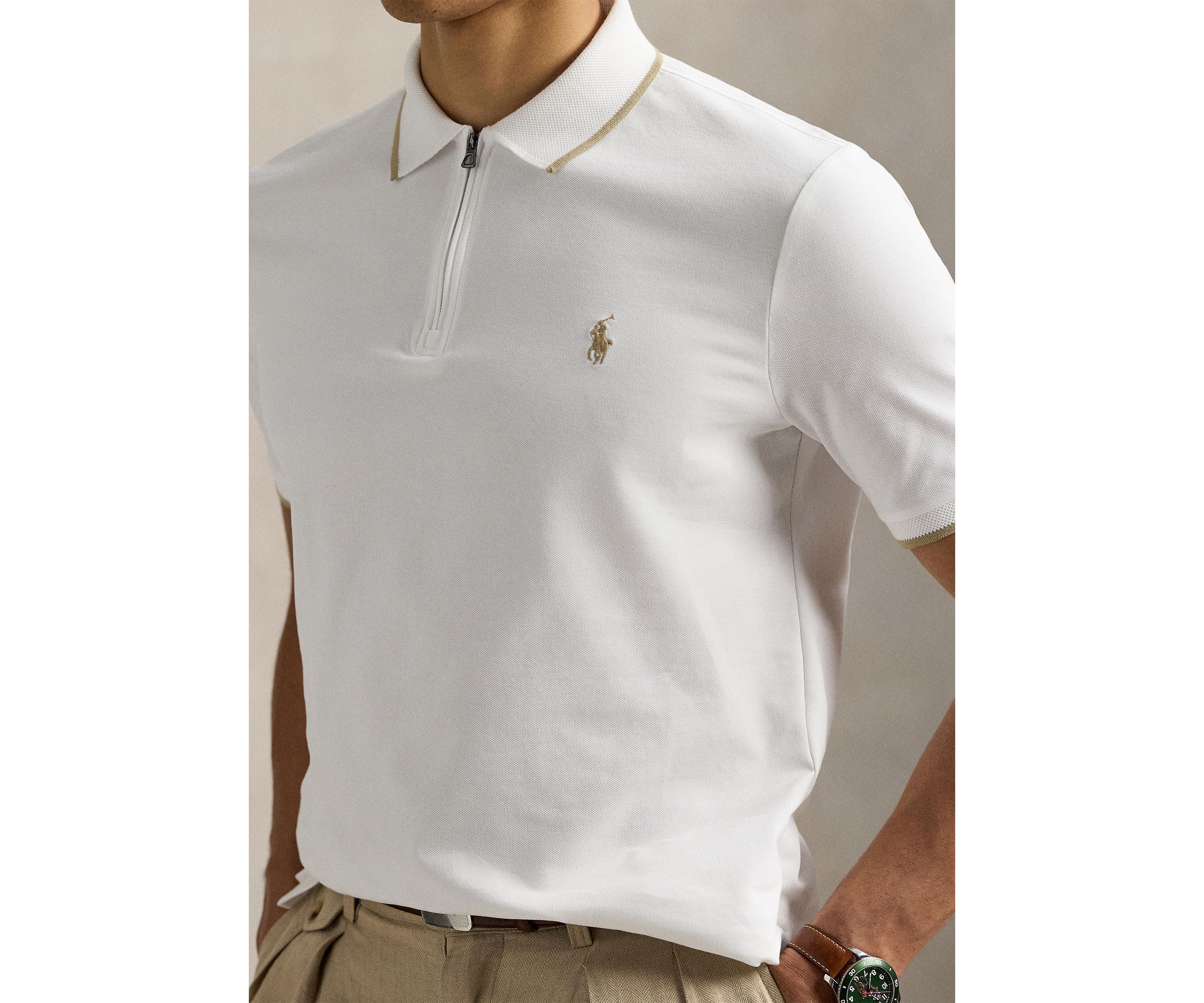 Classic Fit Stretch Mesh Polo Shirt