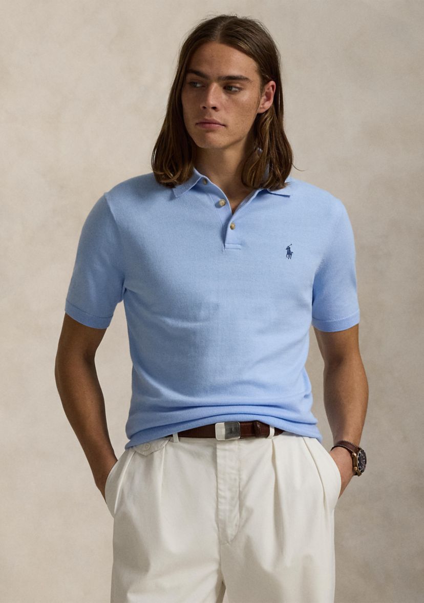  Cotton Polo-Collar Sweater