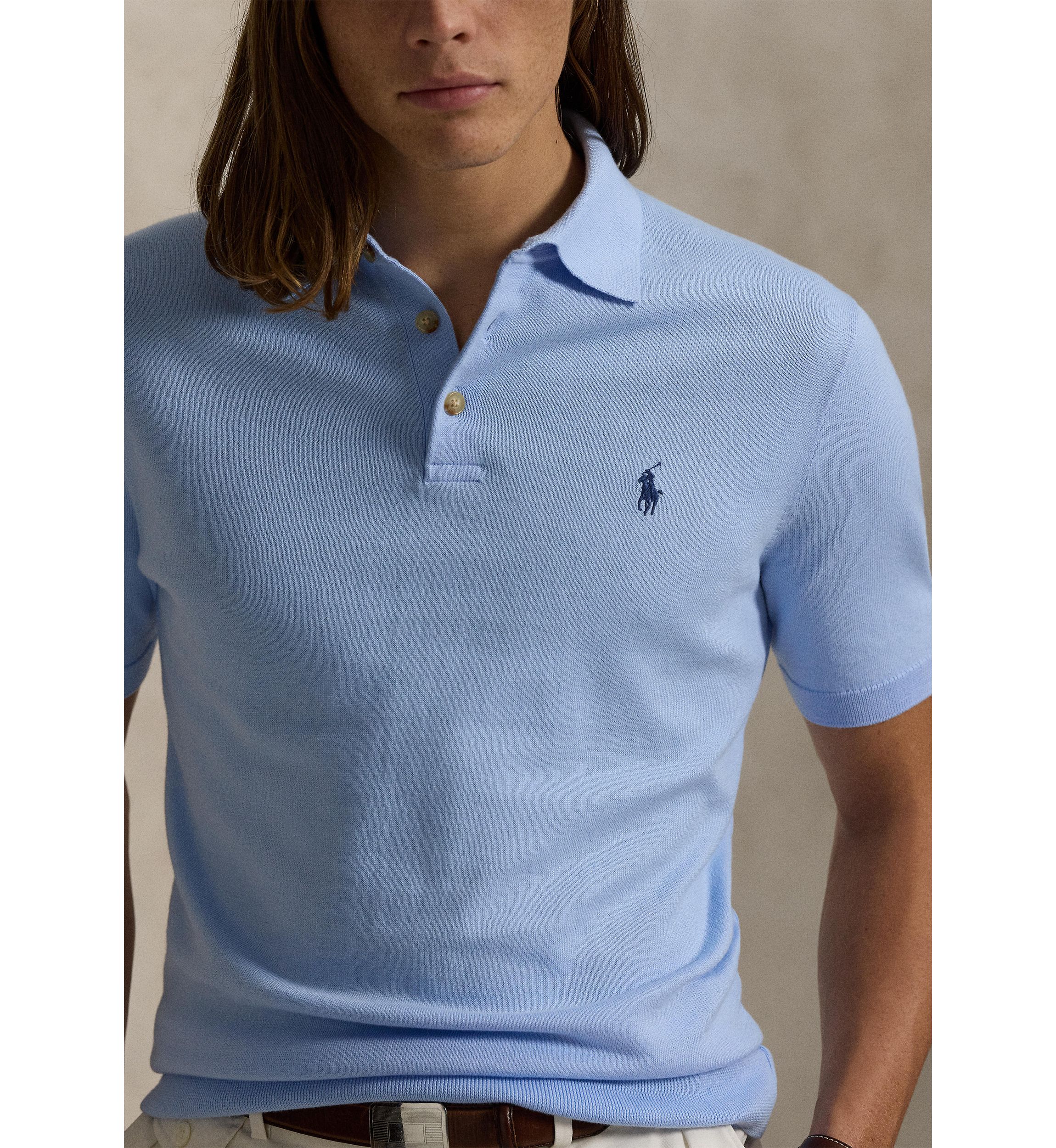  Cotton Polo-Collar Sweater