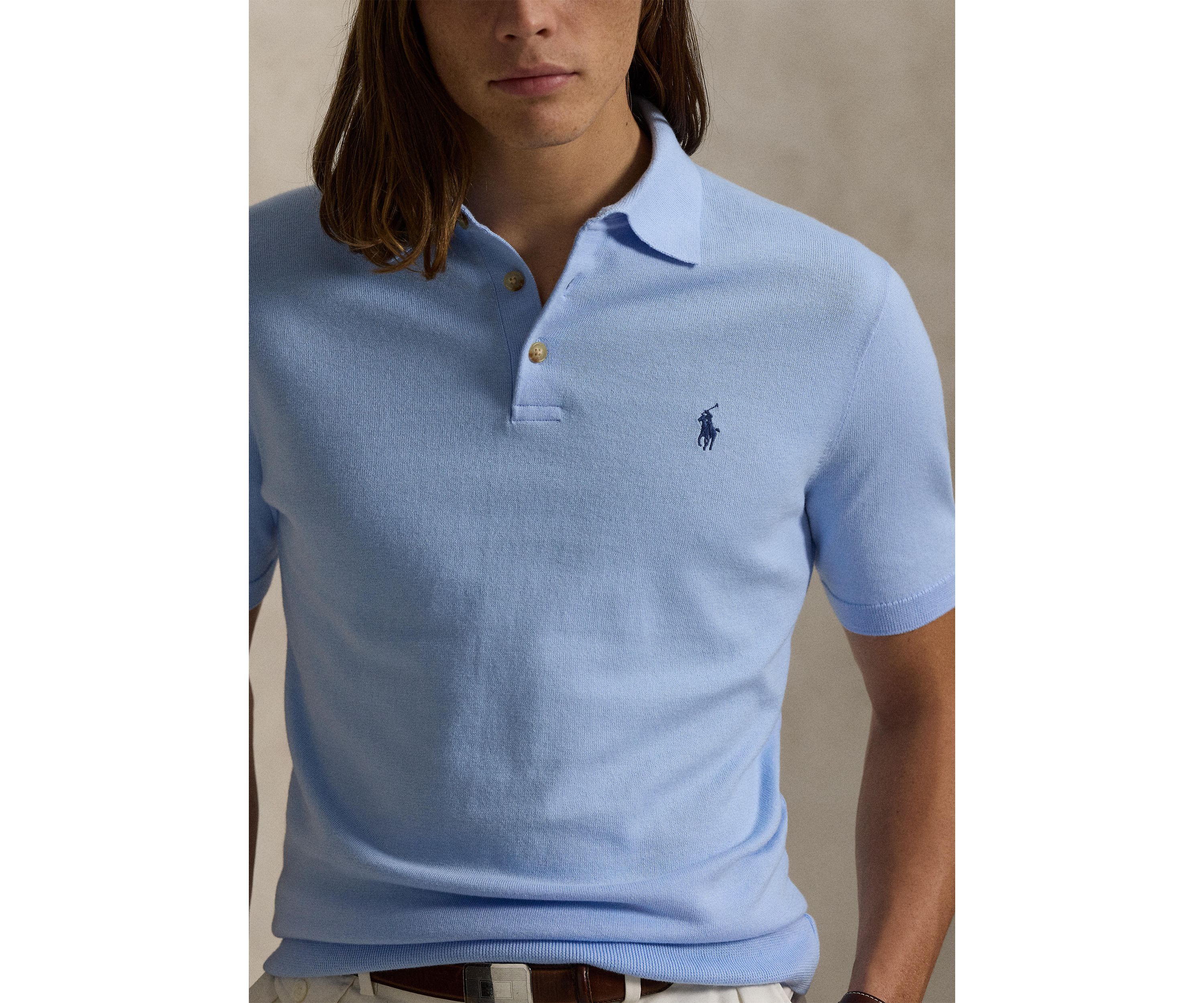  Cotton Polo-Collar Sweater