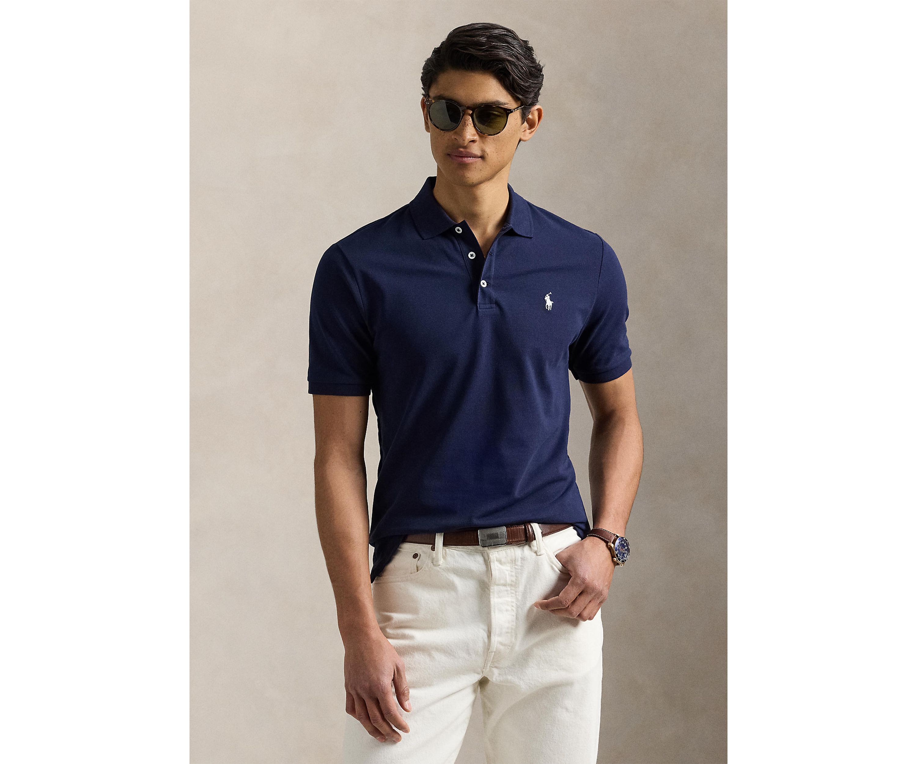 Classic Fit Stretch Mesh Polo Shirt 
