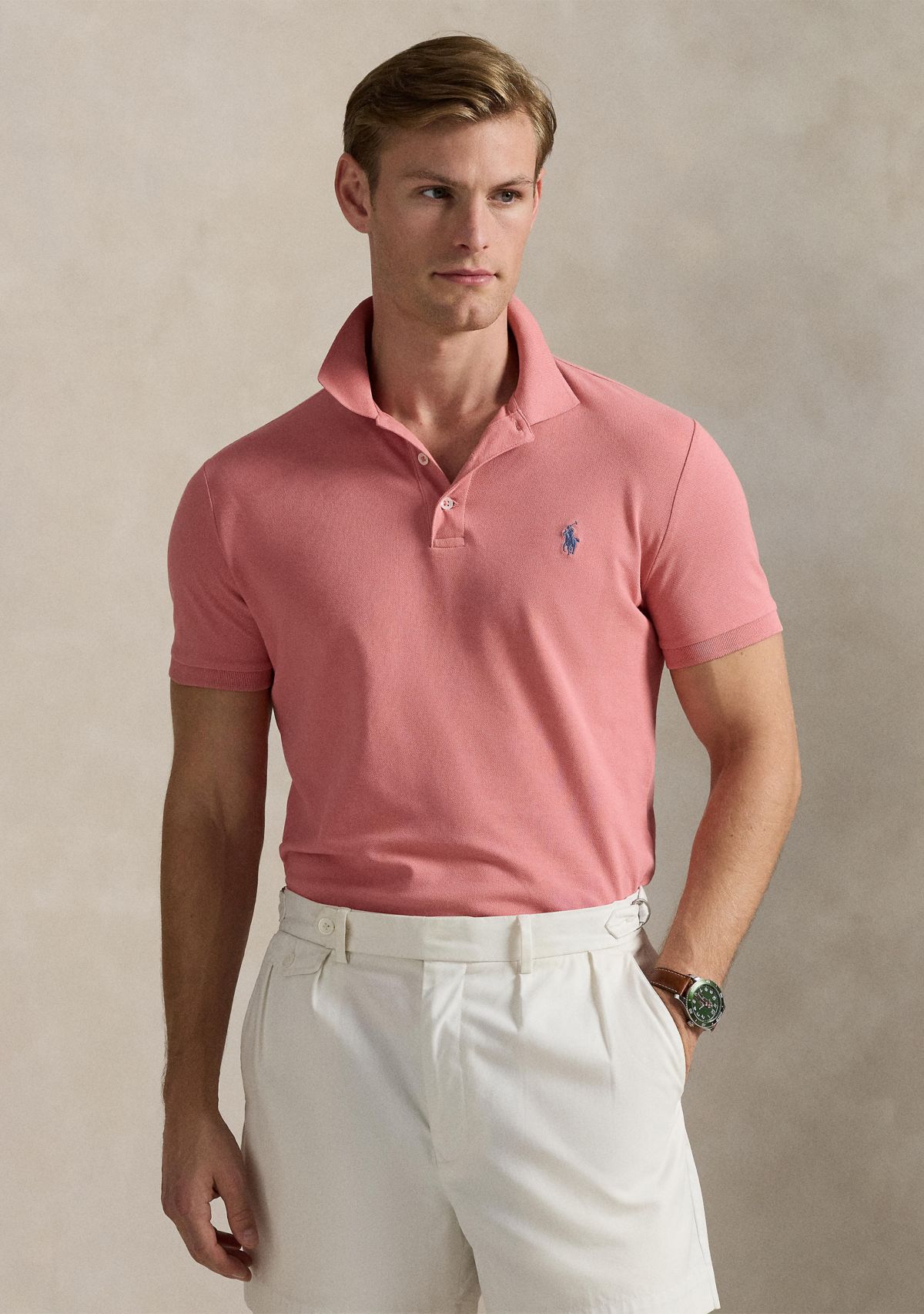 Classic Fit Stretch Mesh Polo Shirt 