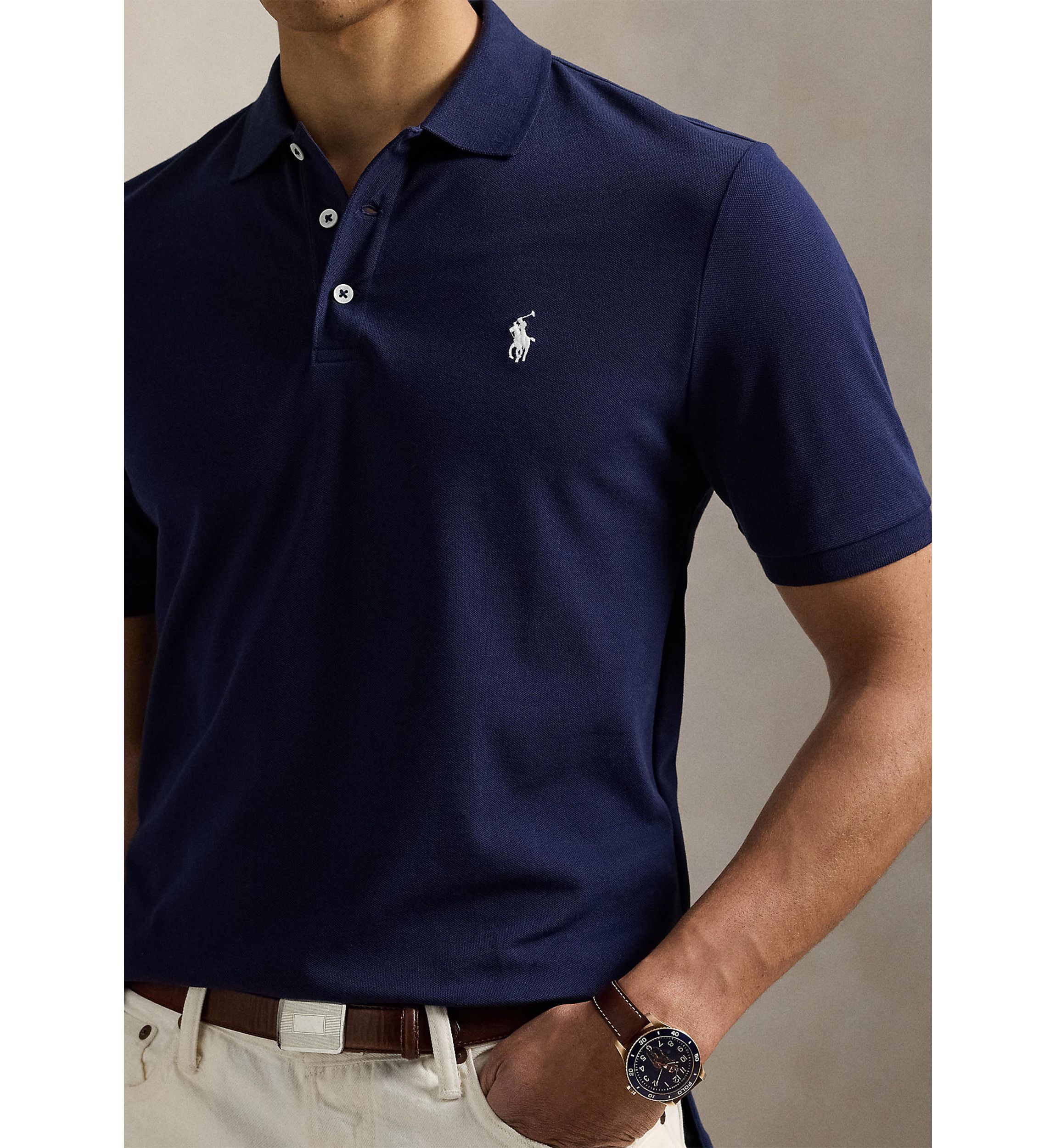 Classic Fit Stretch Mesh Polo Shirt 