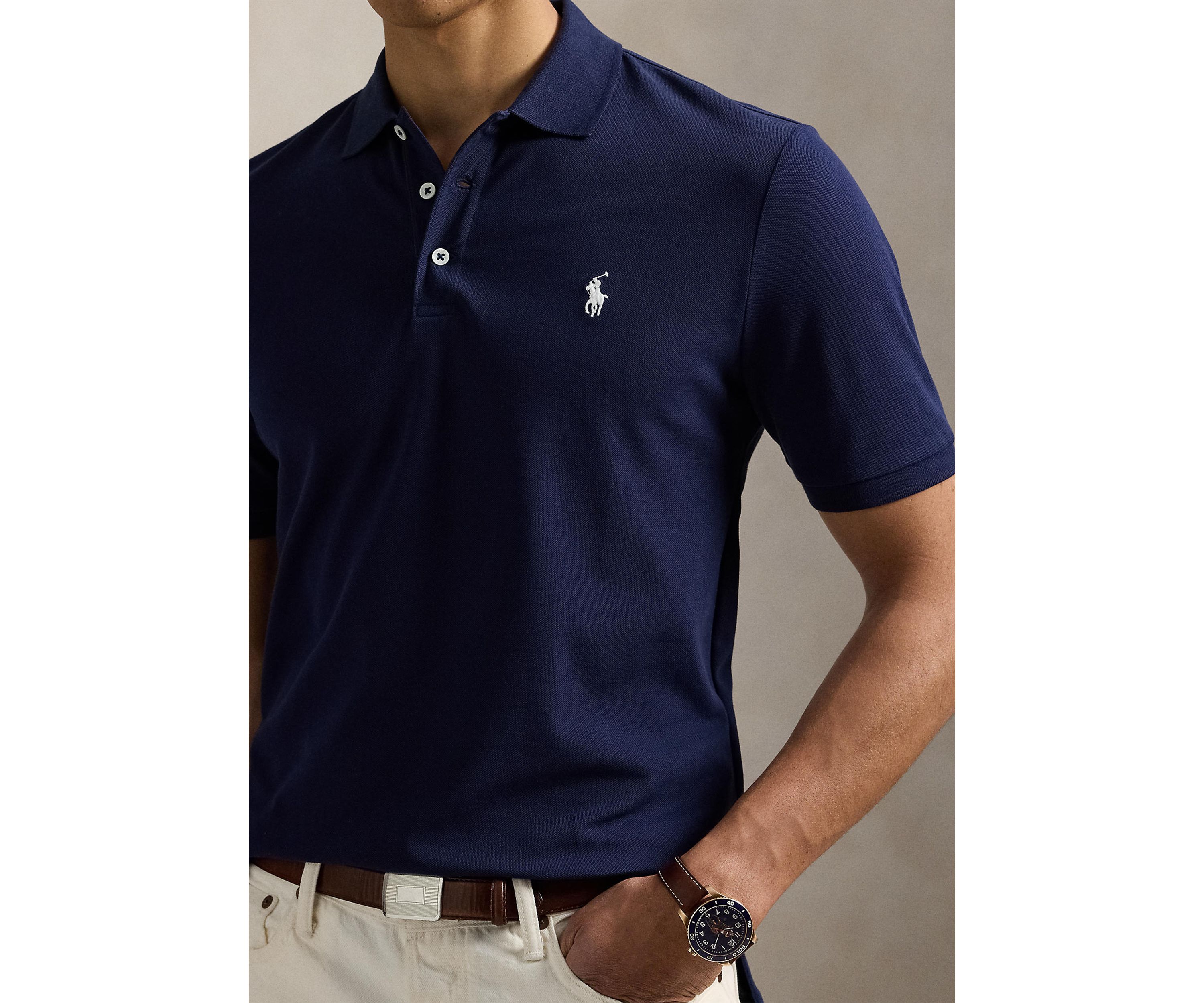 Classic Fit Stretch Mesh Polo Shirt 