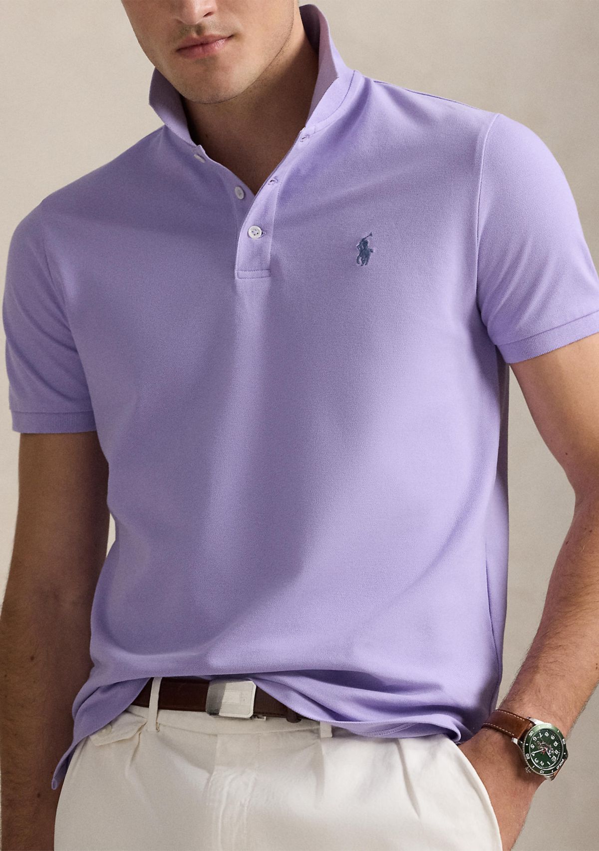 Classic Fit Stretch Mesh Polo Shirt 