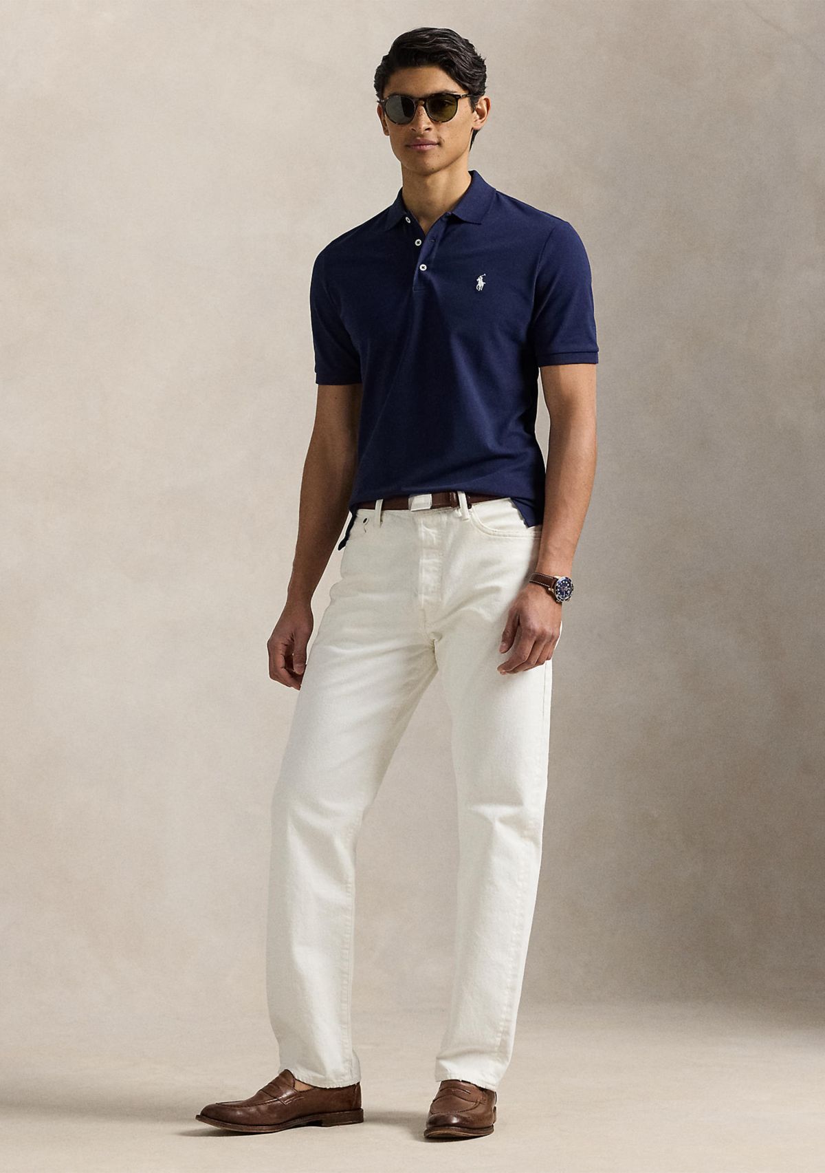 Classic Fit Stretch Mesh Polo Shirt 