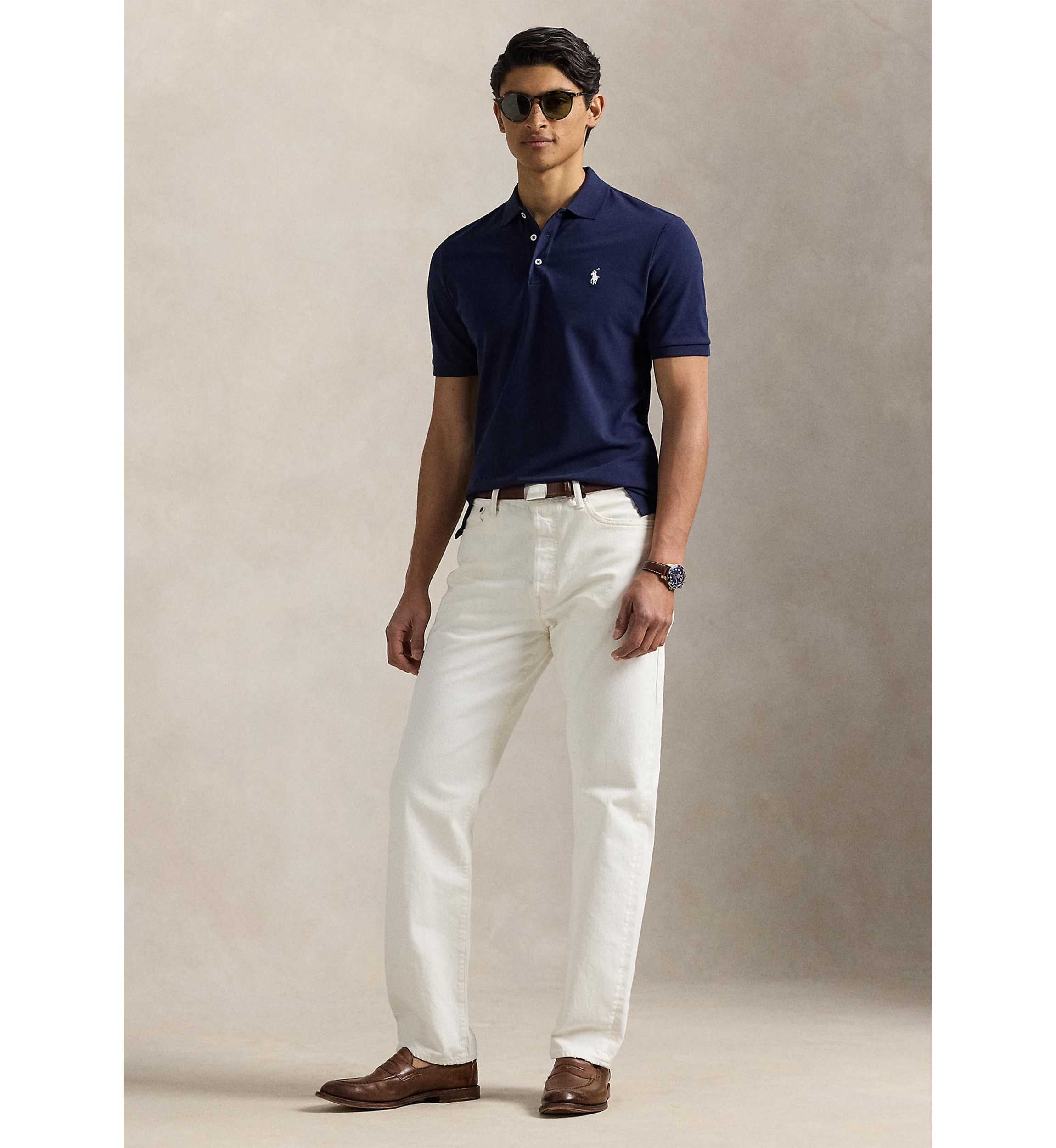Classic Fit Stretch Mesh Polo Shirt 