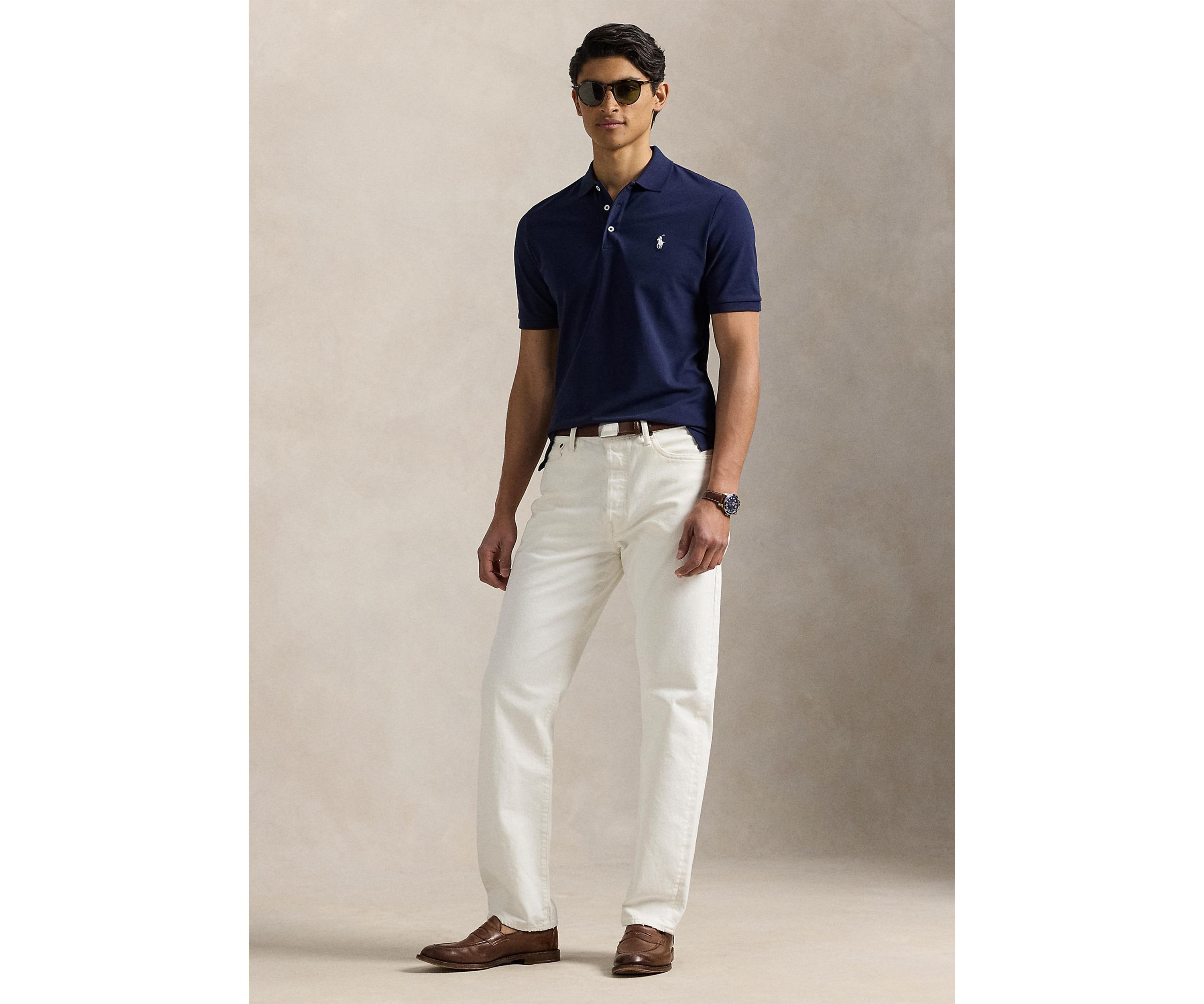 Classic Fit Stretch Mesh Polo Shirt 