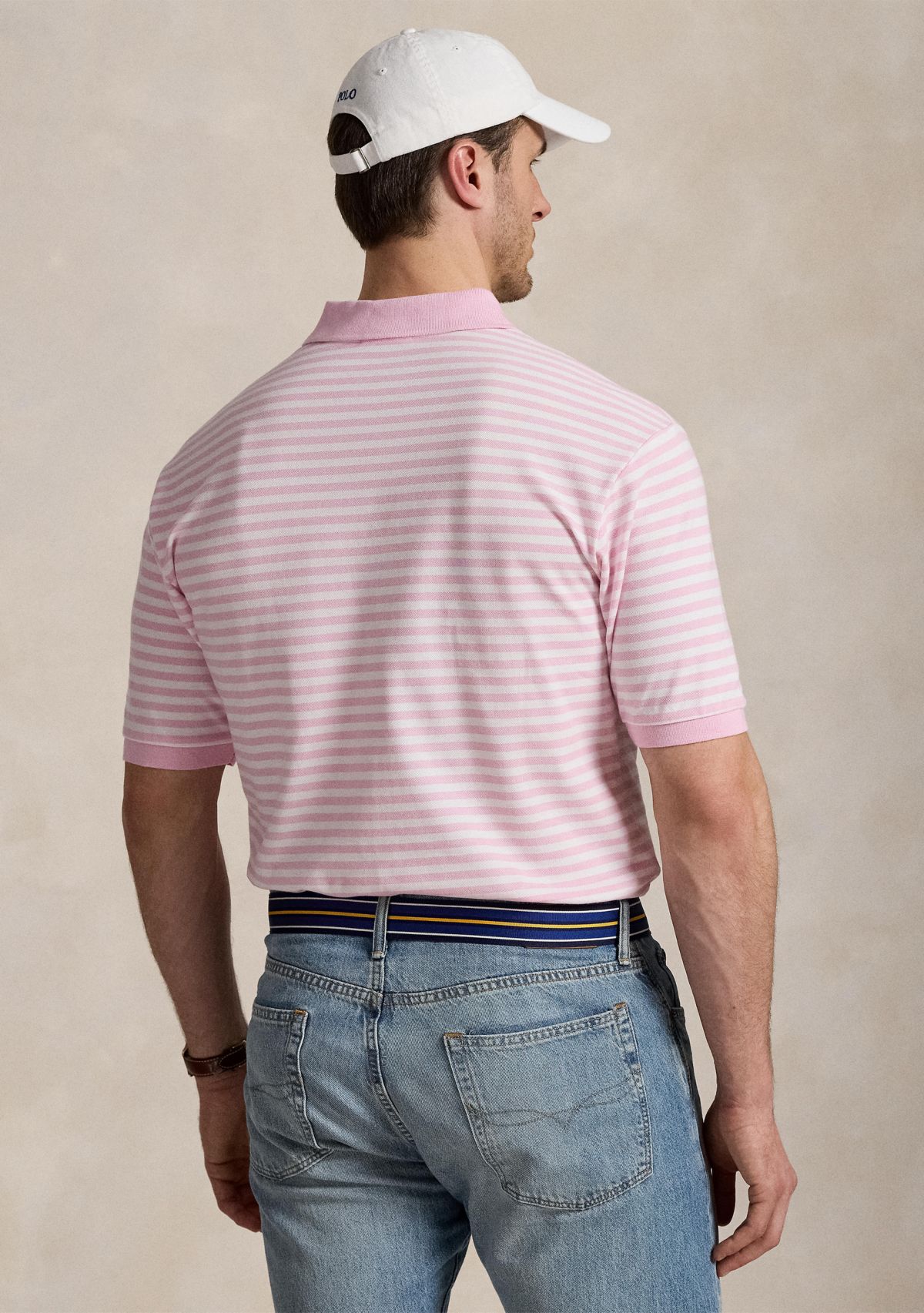 Big & Tall Striped Mesh Polo Shirt