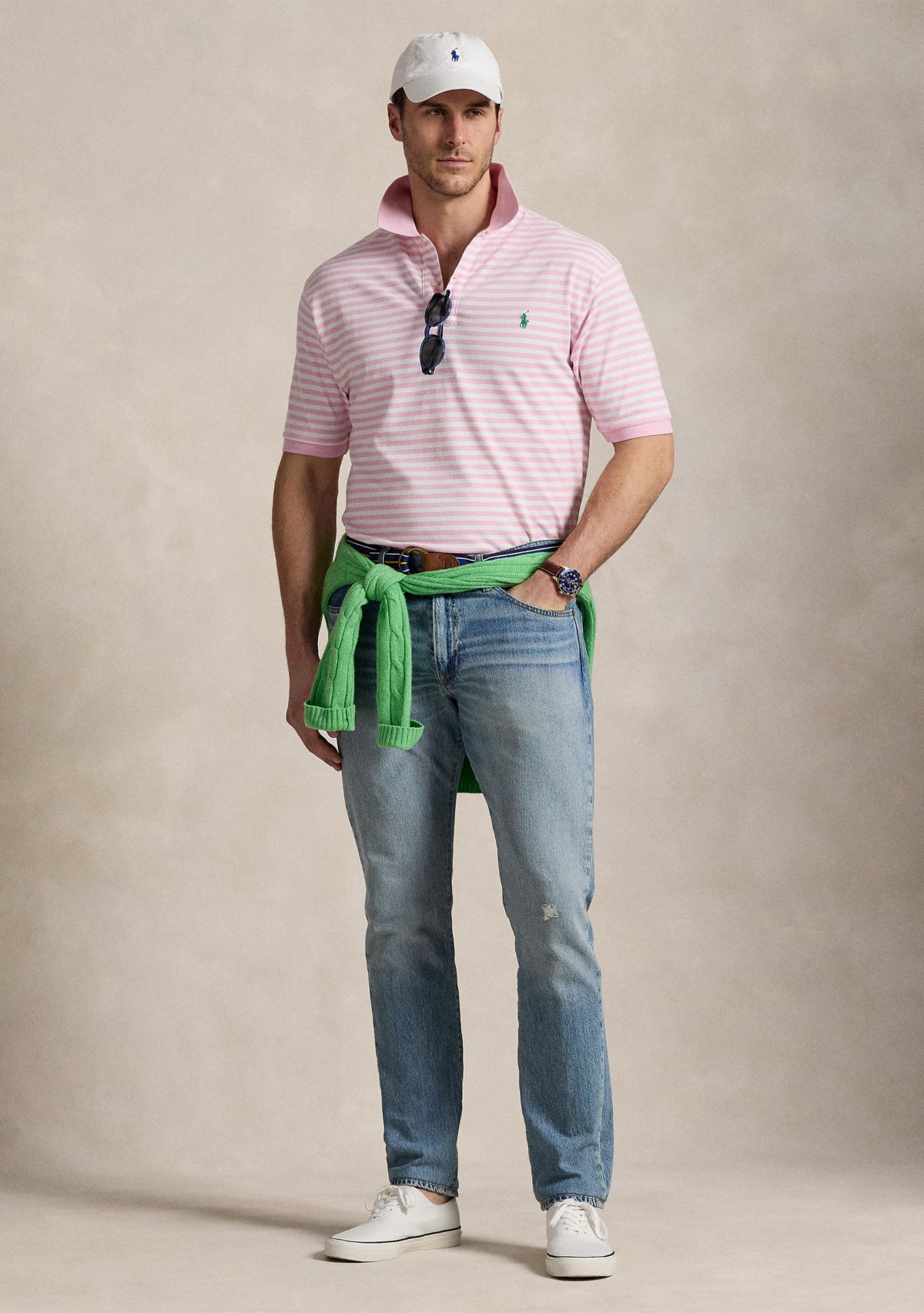 Big & Tall Striped Mesh Polo Shirt