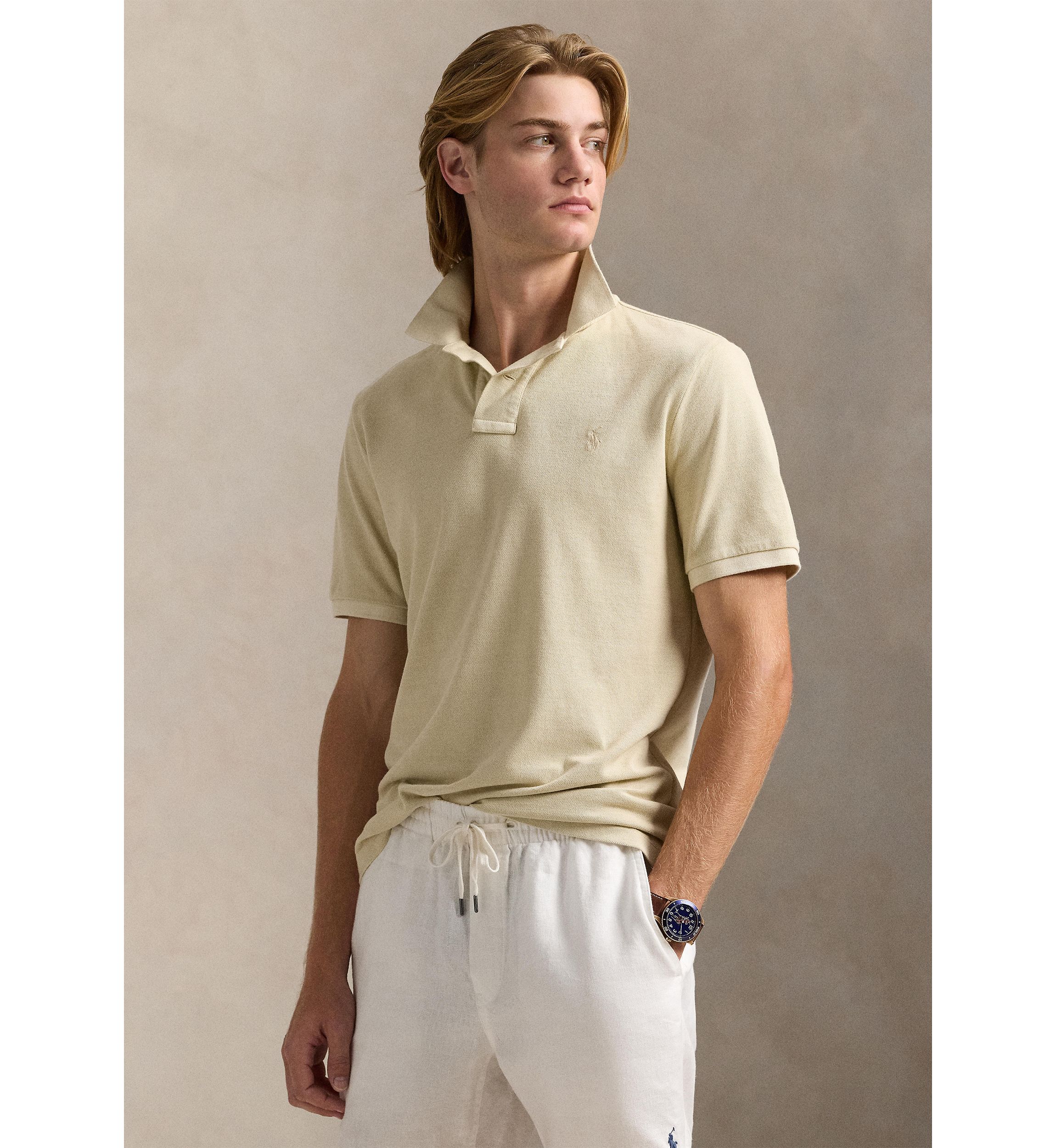 Classic Fit Mineral-Dyed Mesh Polo Shirt