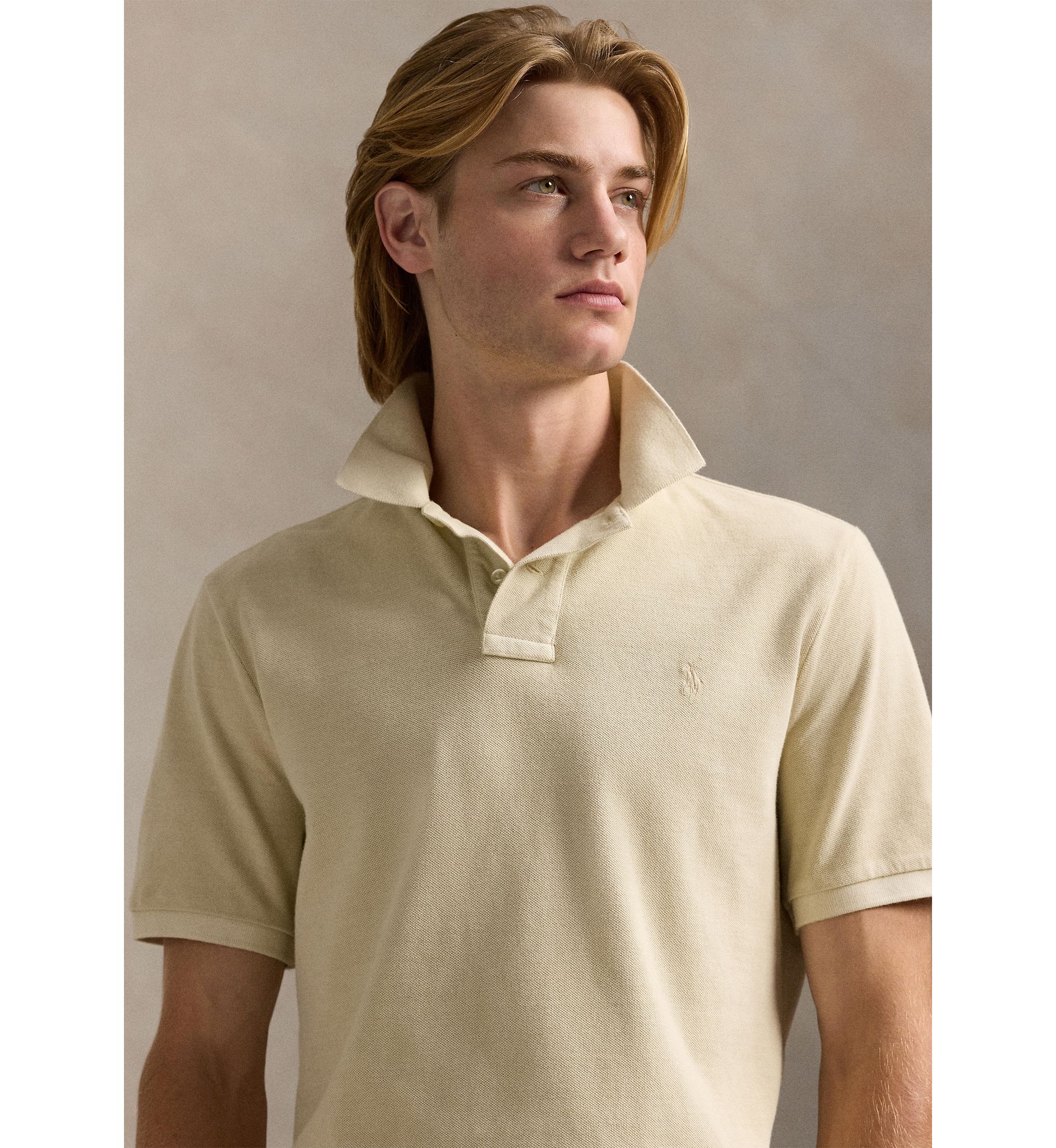 Classic Fit Mineral-Dyed Mesh Polo Shirt