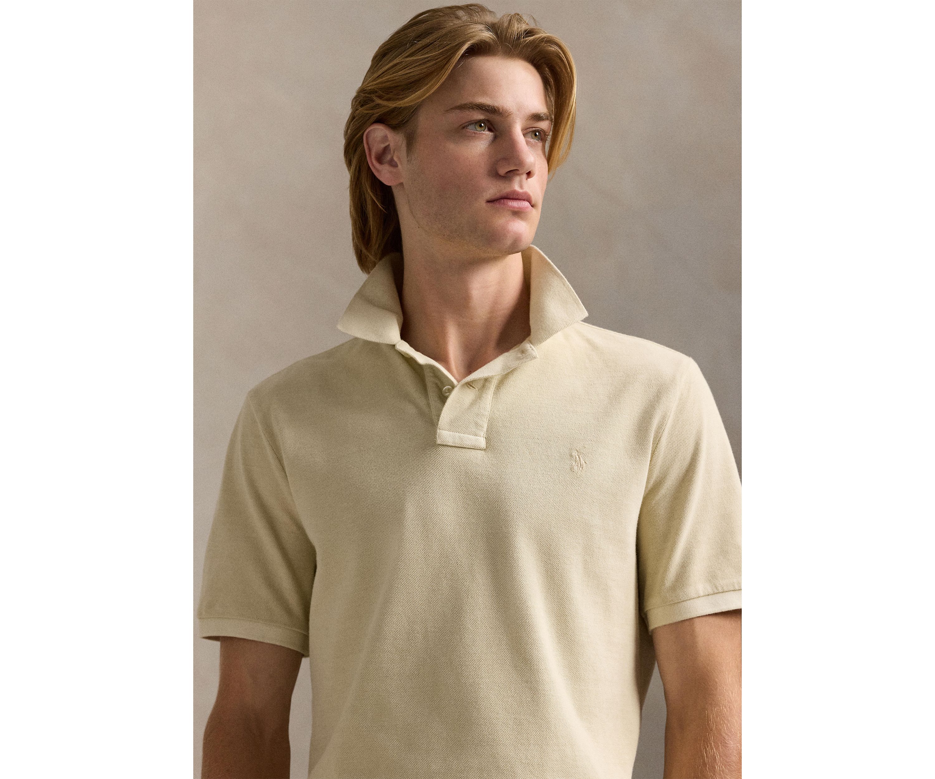 Classic Fit Mineral-Dyed Mesh Polo Shirt