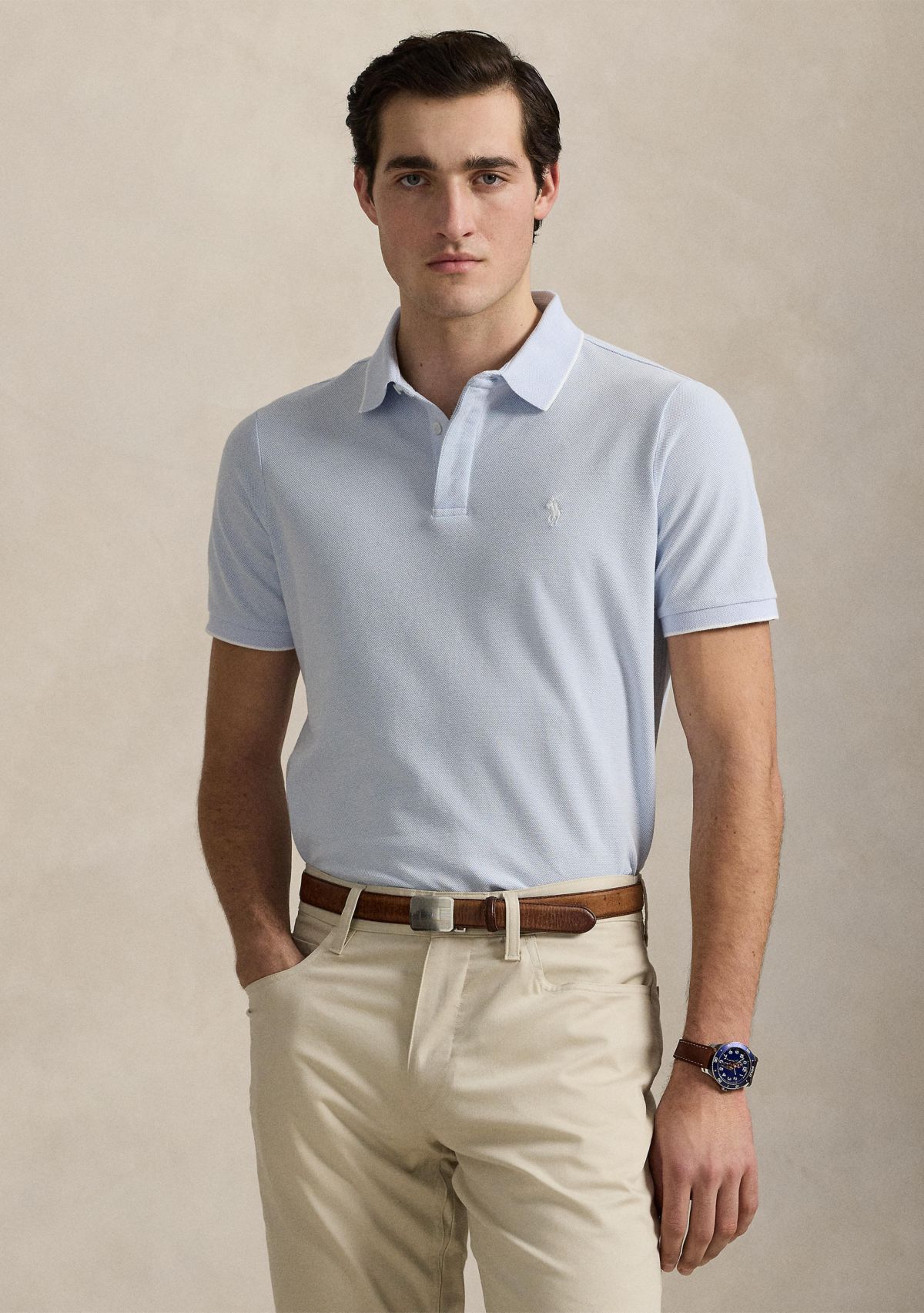 Classic Fit Stretch Oxford Mesh Polo Shirt
