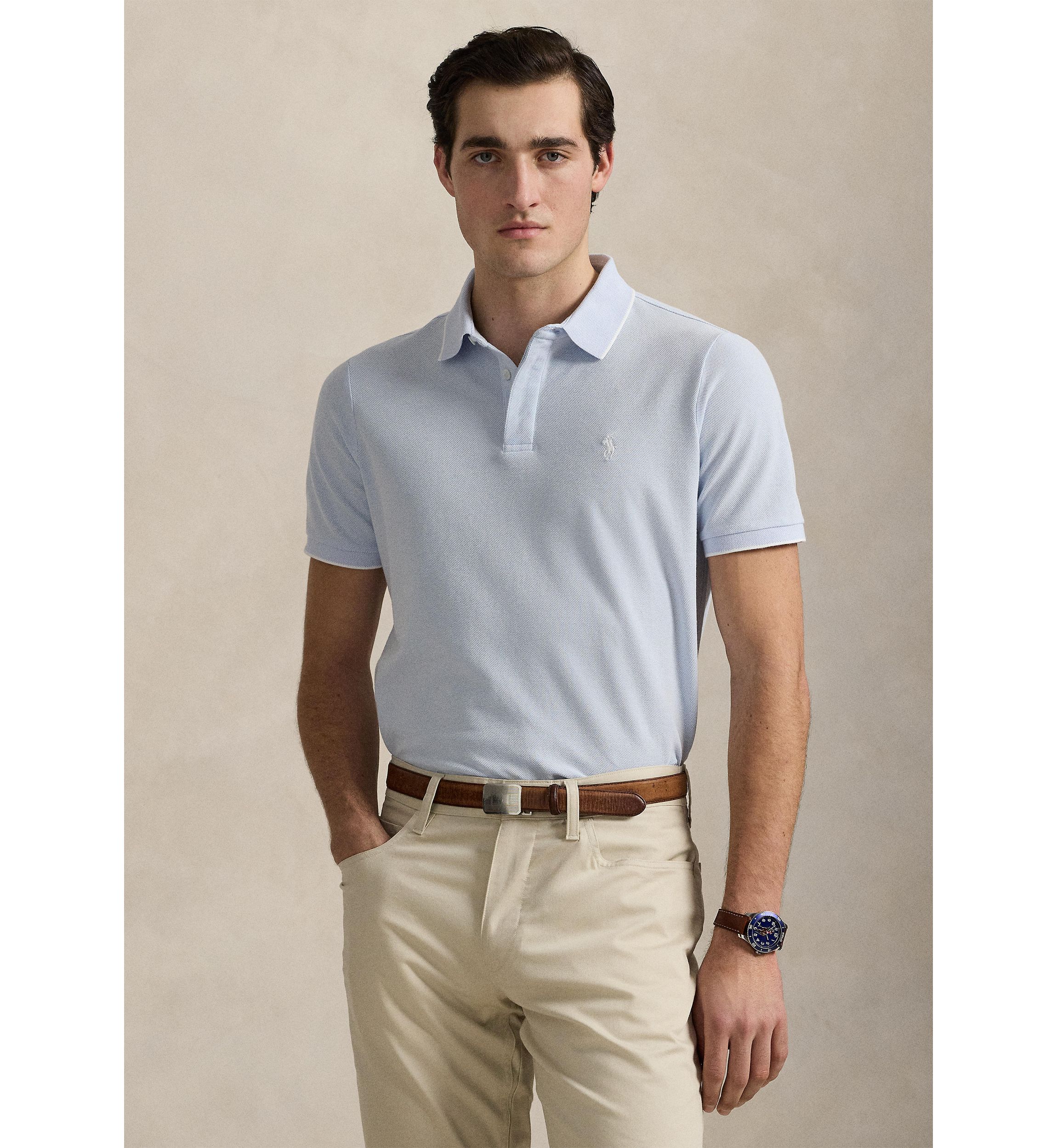Classic Fit Stretch Oxford Mesh Polo Shirt