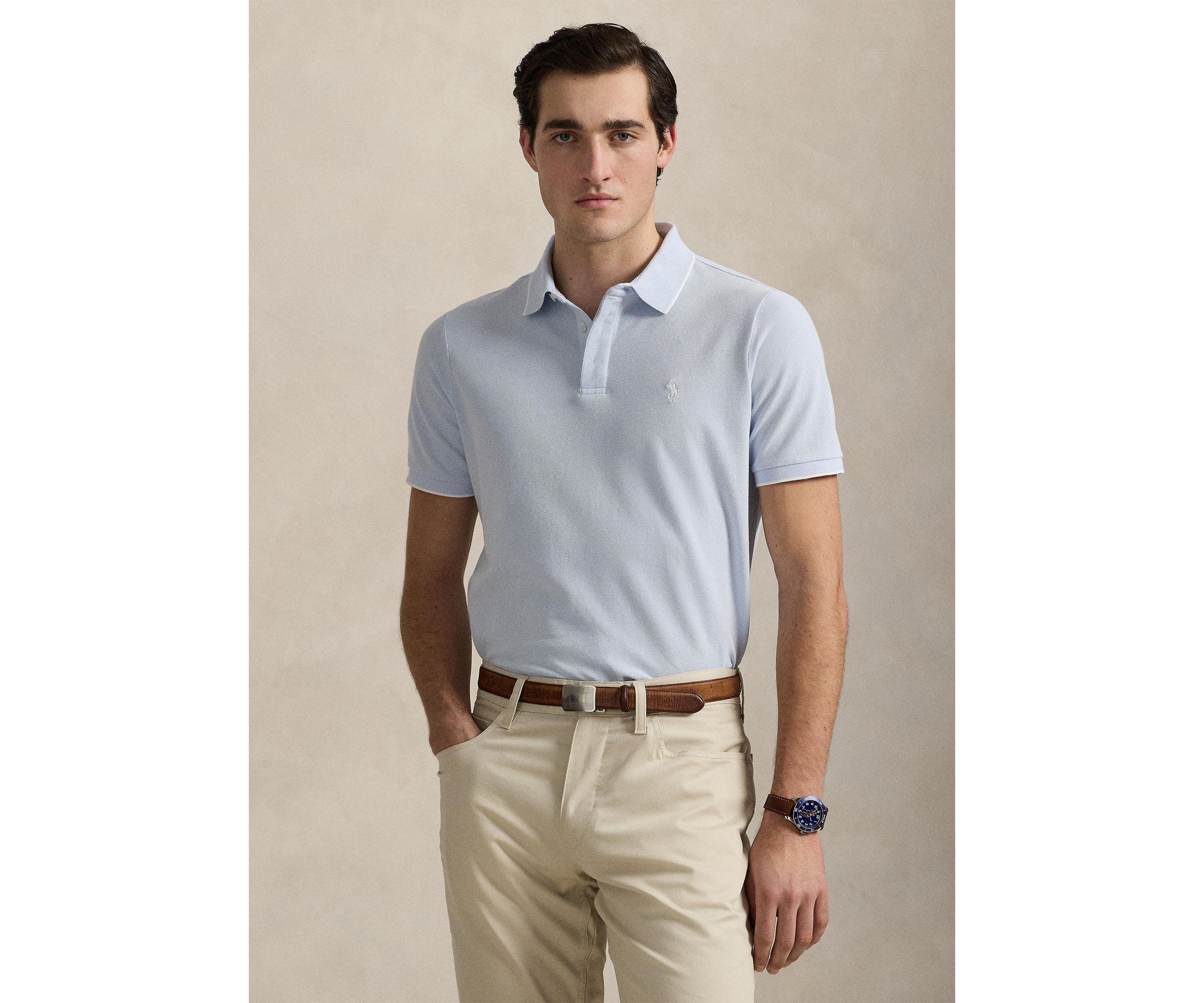 Classic Fit Stretch Oxford Mesh Polo Shirt