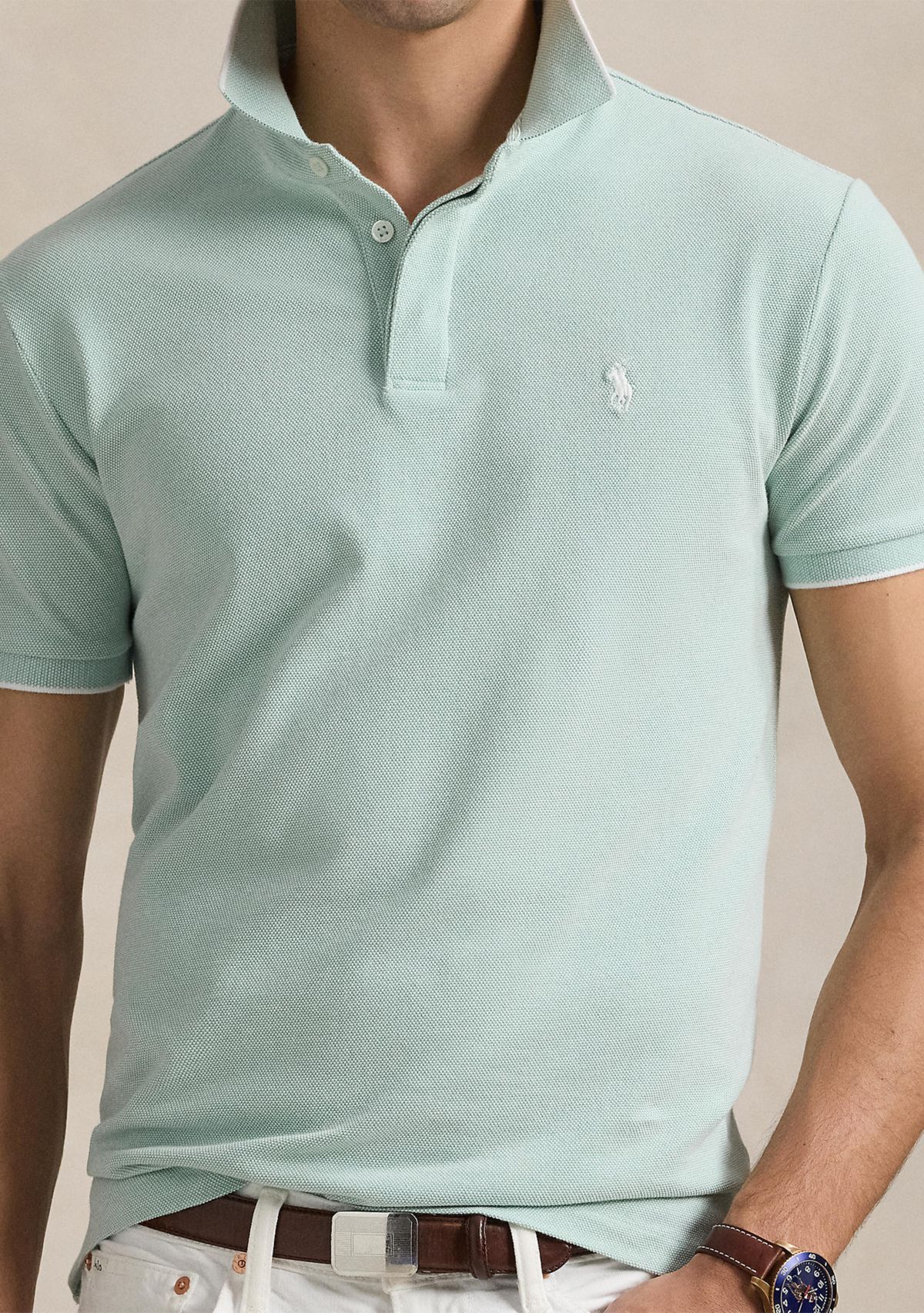 Classic Fit Stretch Oxford Mesh Polo Shirt
