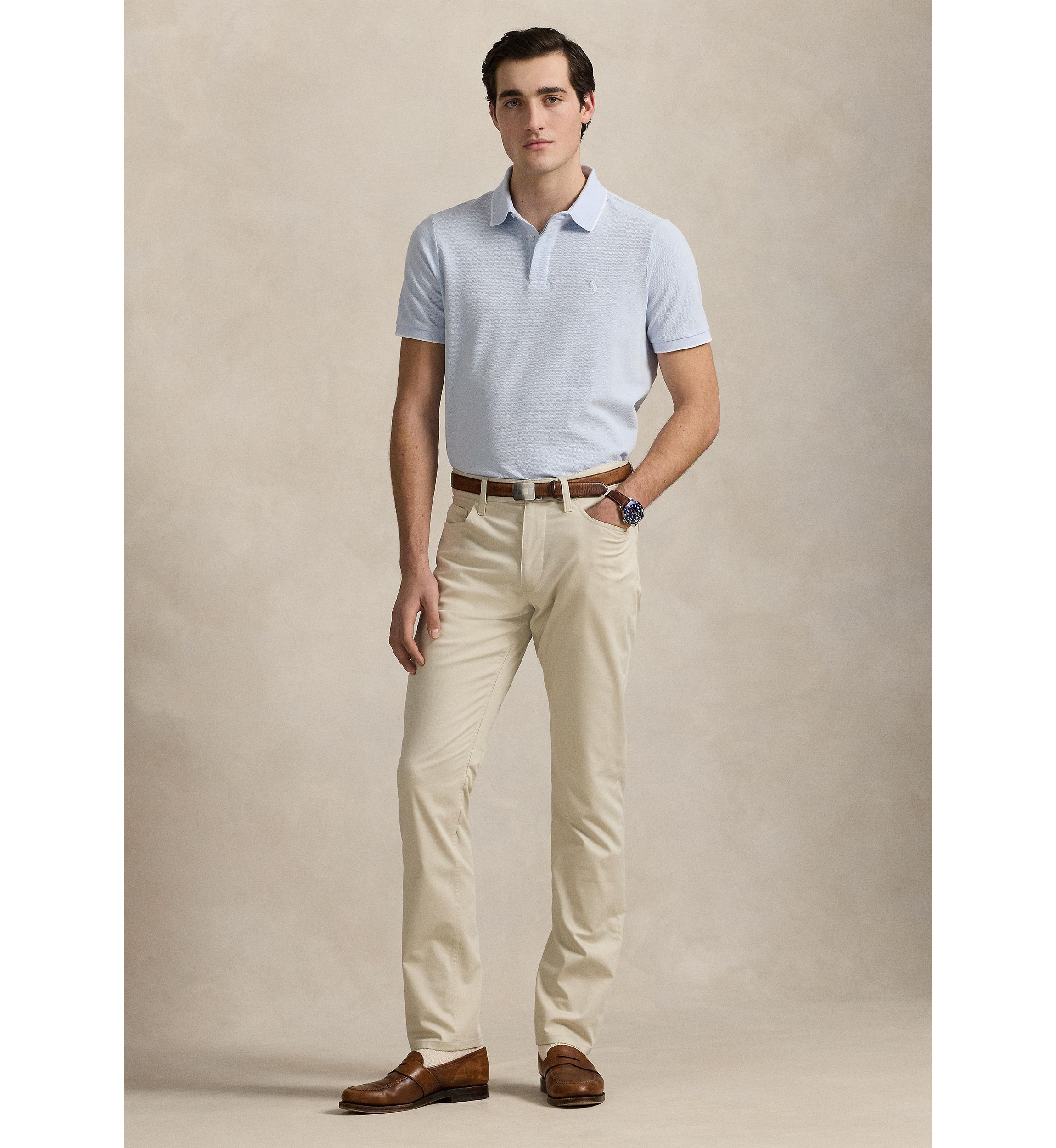 Classic Fit Stretch Oxford Mesh Polo Shirt