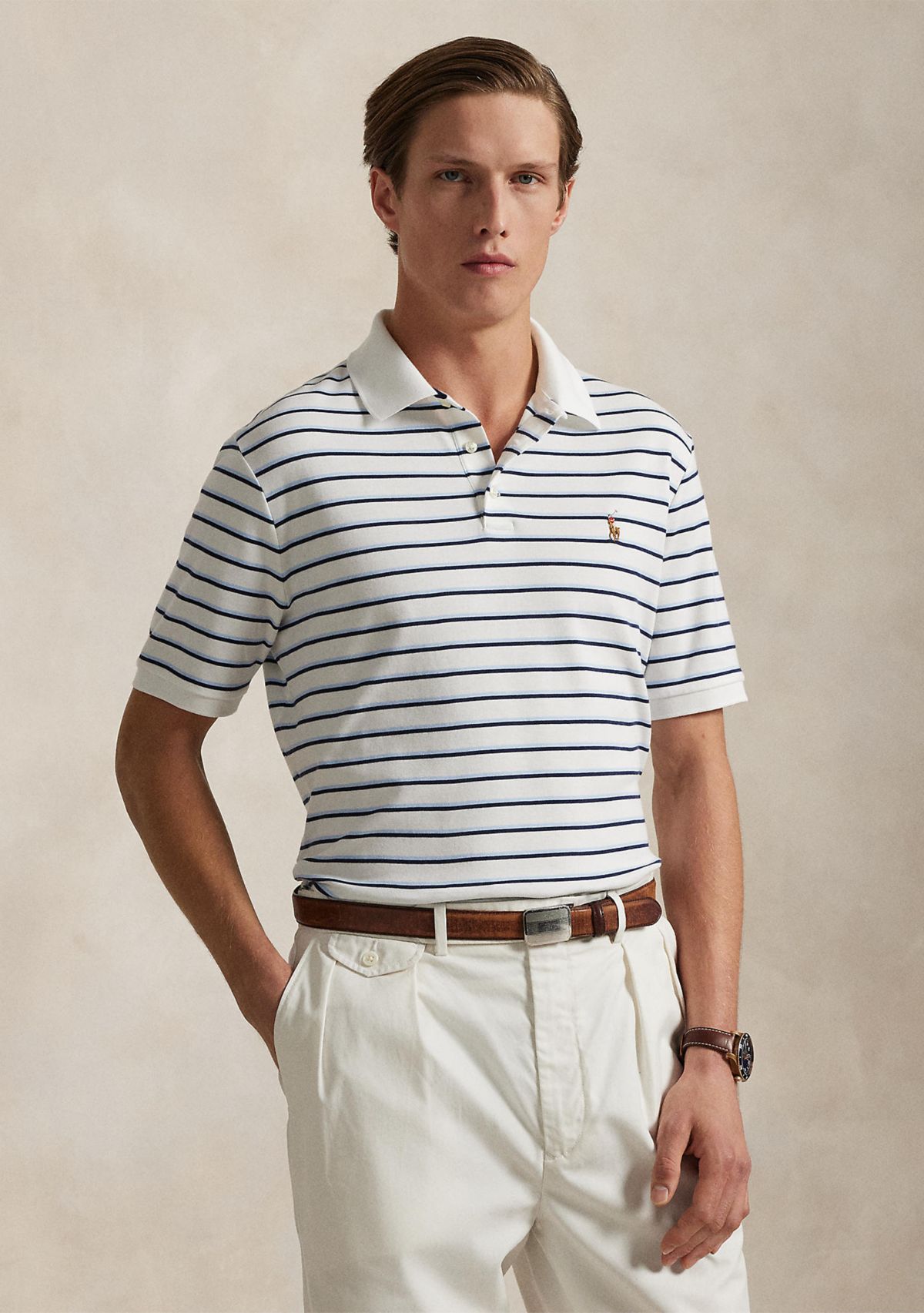 Classic Fit Striped Soft Cotton Polo Shirt
