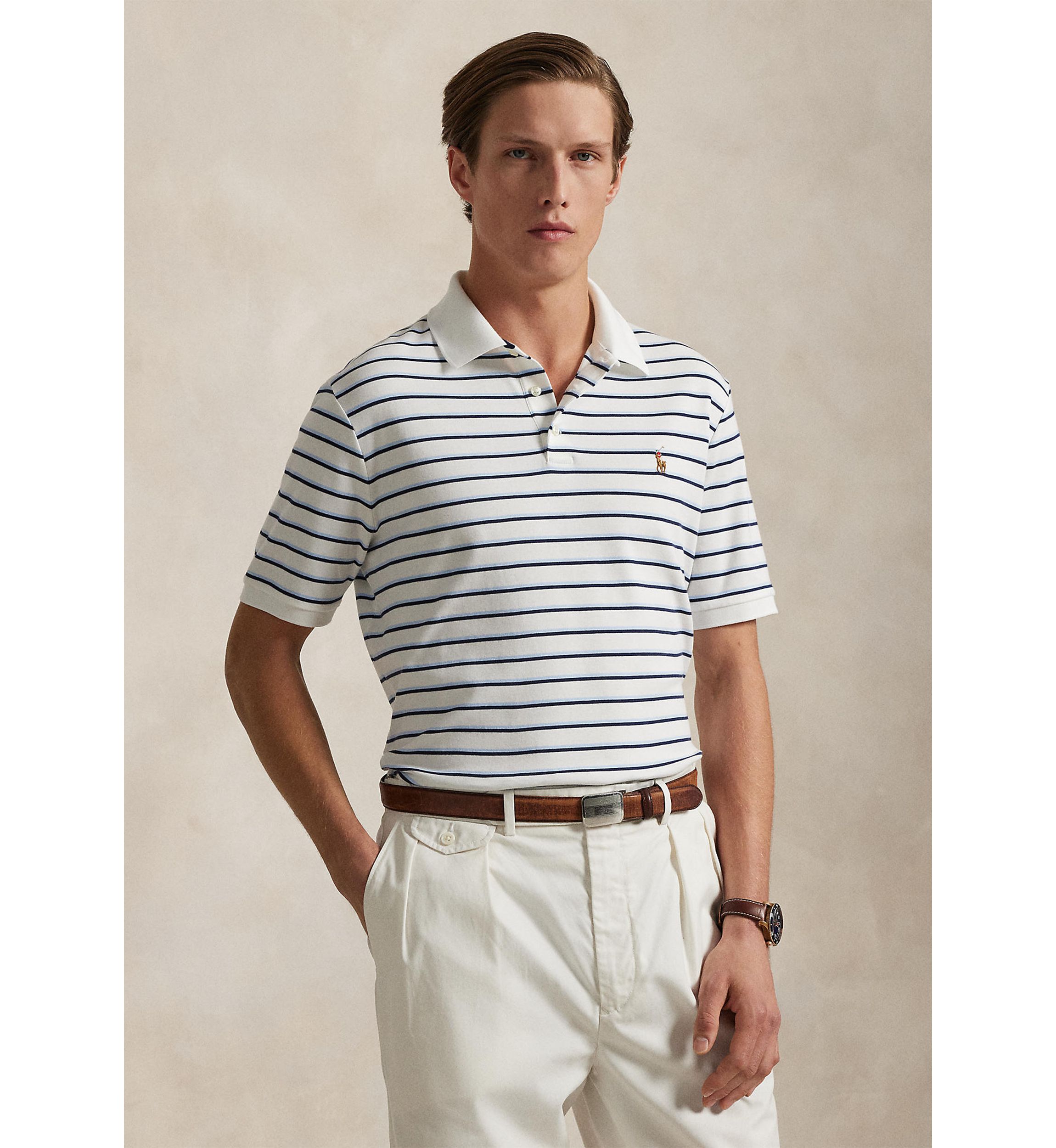Classic Fit Striped Soft Cotton Polo Shirt