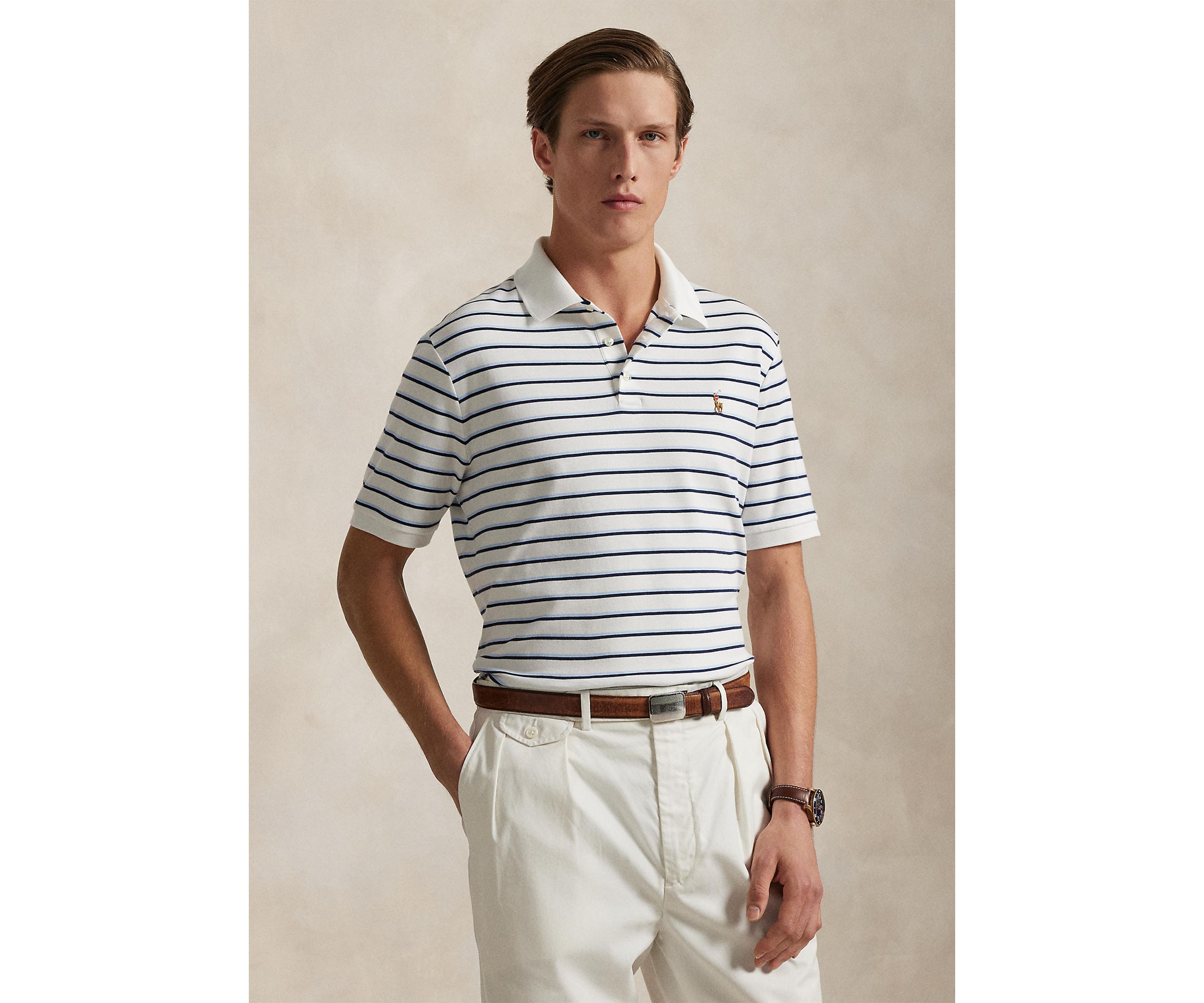 Classic Fit Striped Soft Cotton Polo Shirt