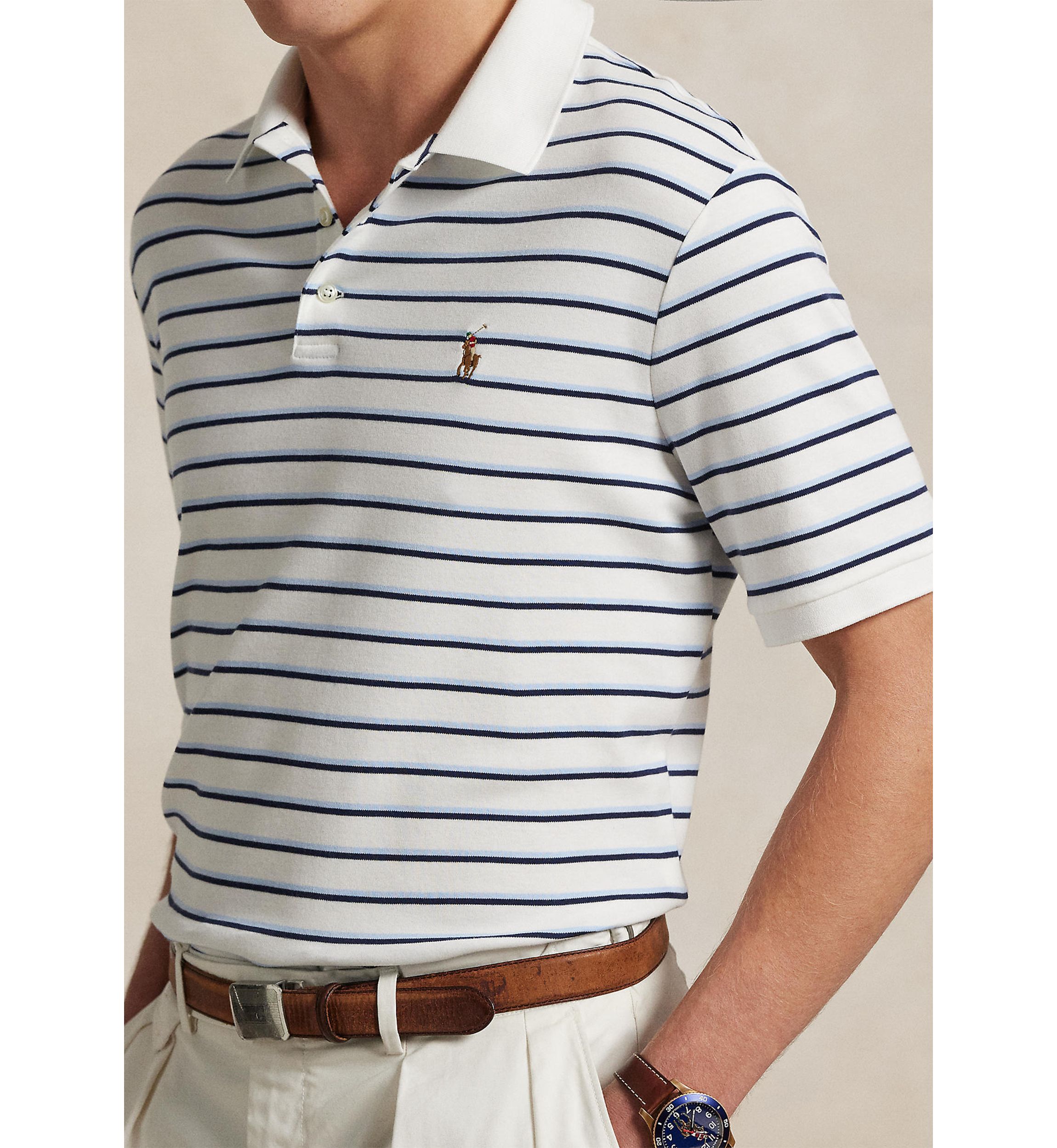 Classic Fit Striped Soft Cotton Polo Shirt