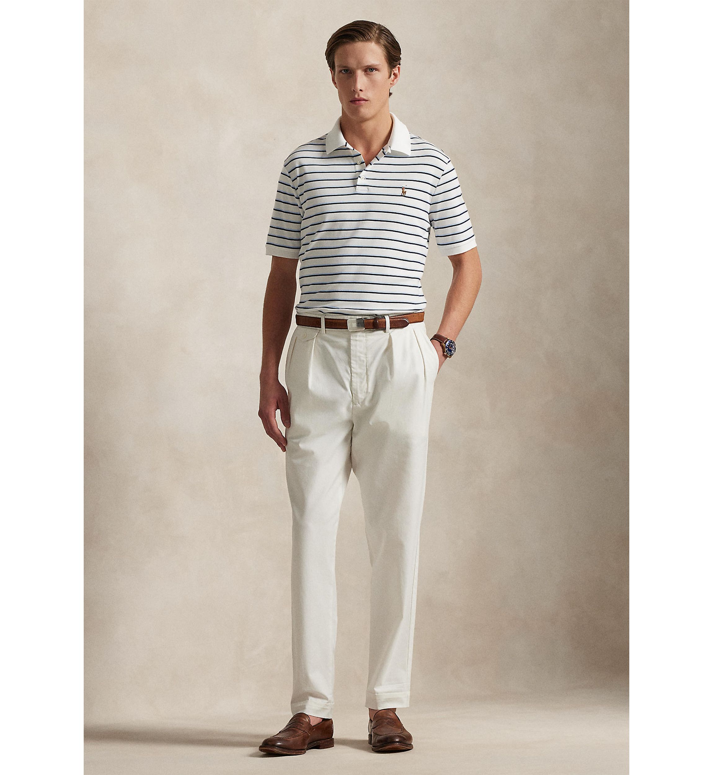 Classic Fit Striped Soft Cotton Polo Shirt