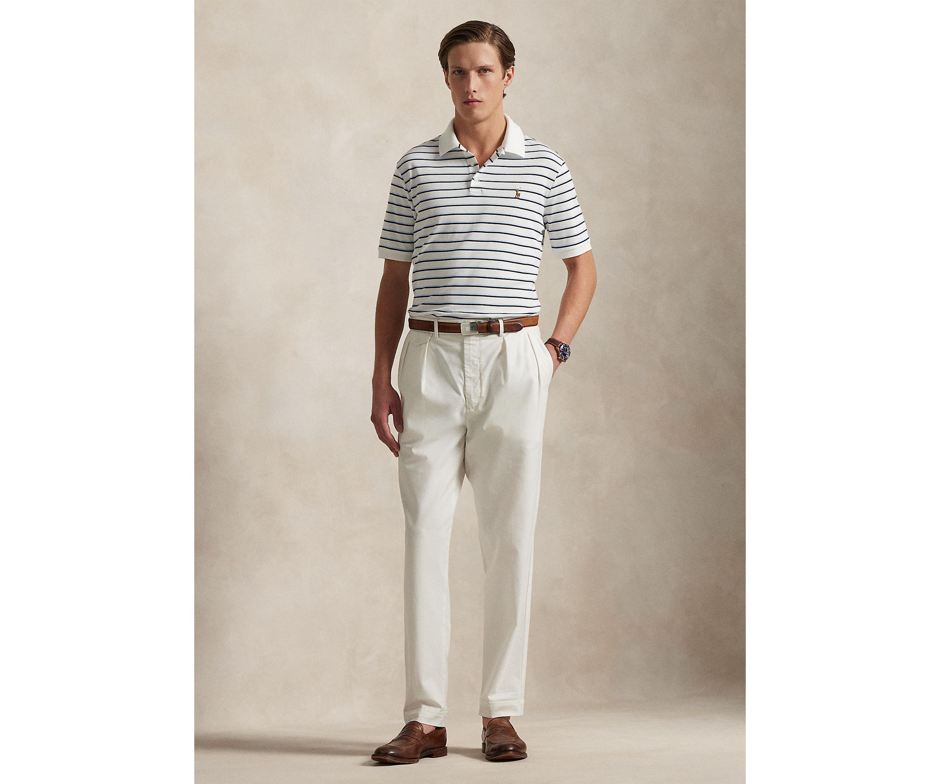 Classic Fit Striped Soft Cotton Polo Shirt