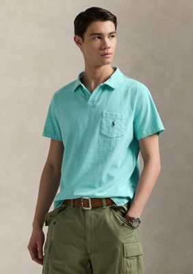 Polo Ralph Lauren Men's Standard Cotton Linen Jersey Polo Shirt, Blue, 2XL
