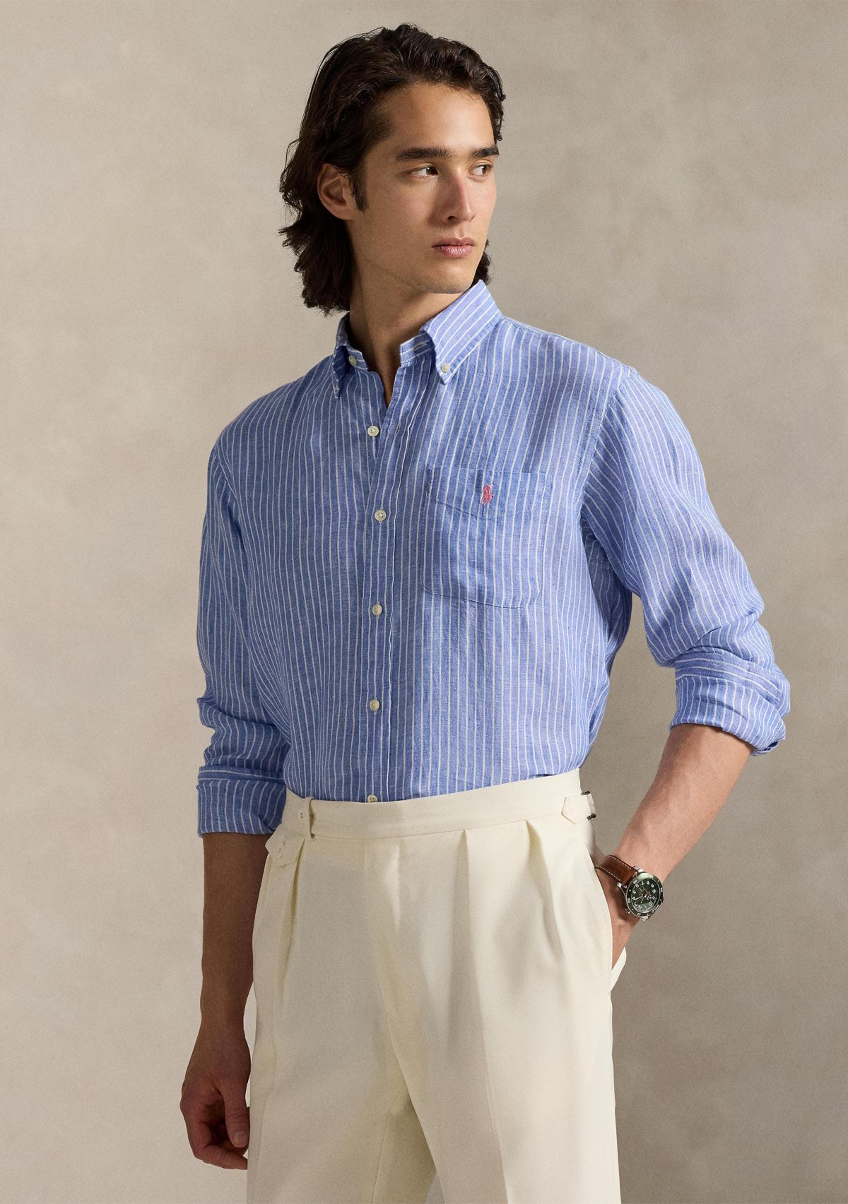 Classic Fit Striped Linen Shirt