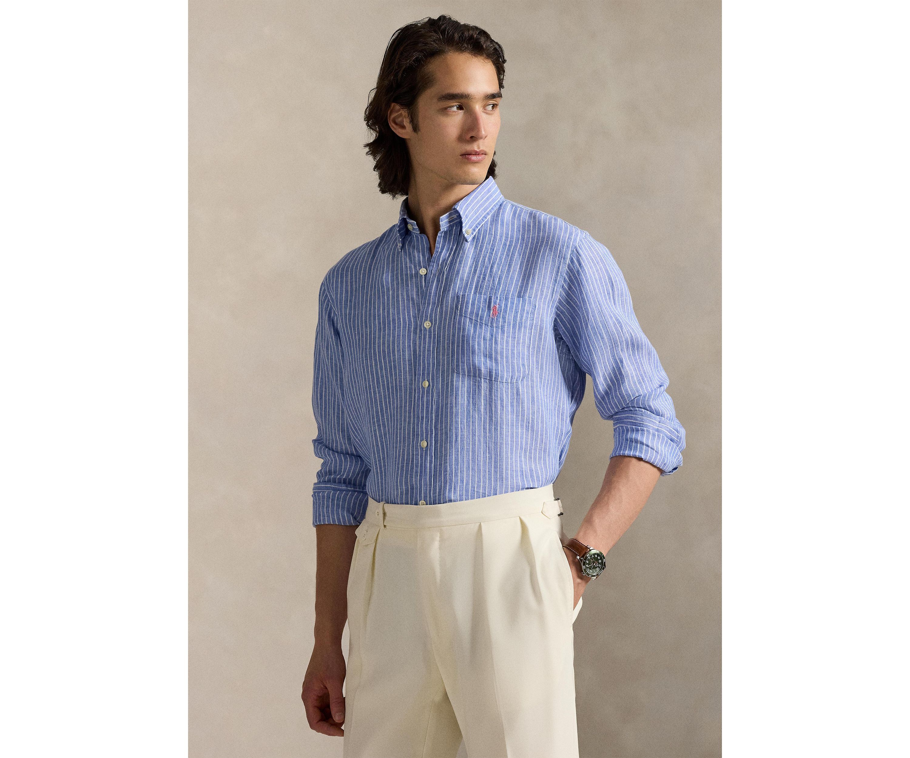 Classic Fit Striped Linen Shirt