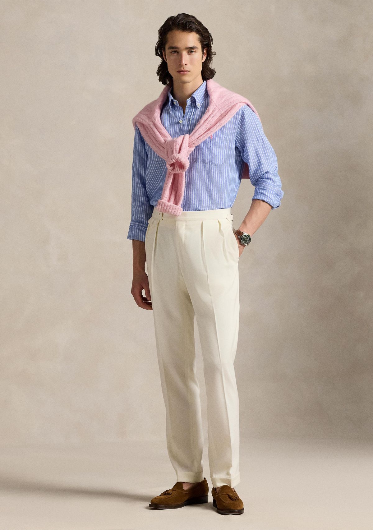 Classic Fit Striped Linen Shirt