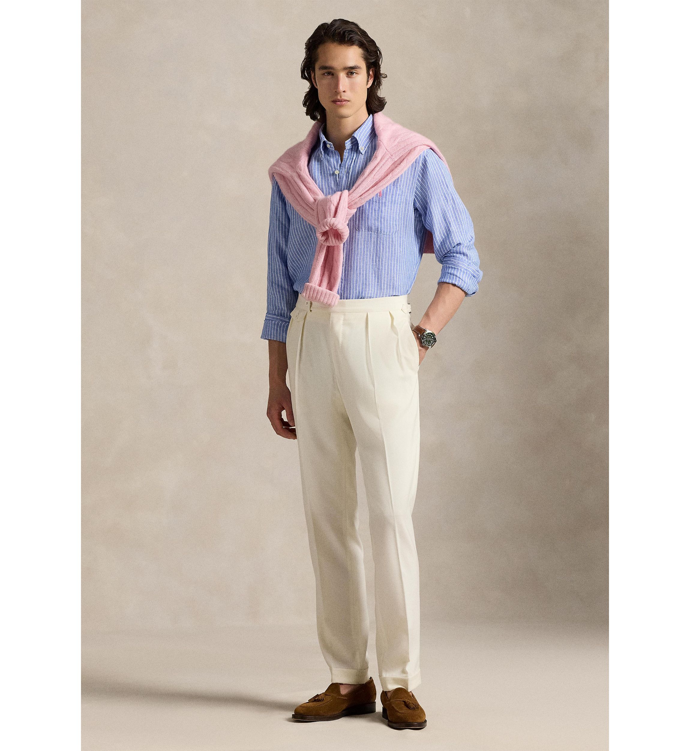 Classic Fit Striped Linen Shirt