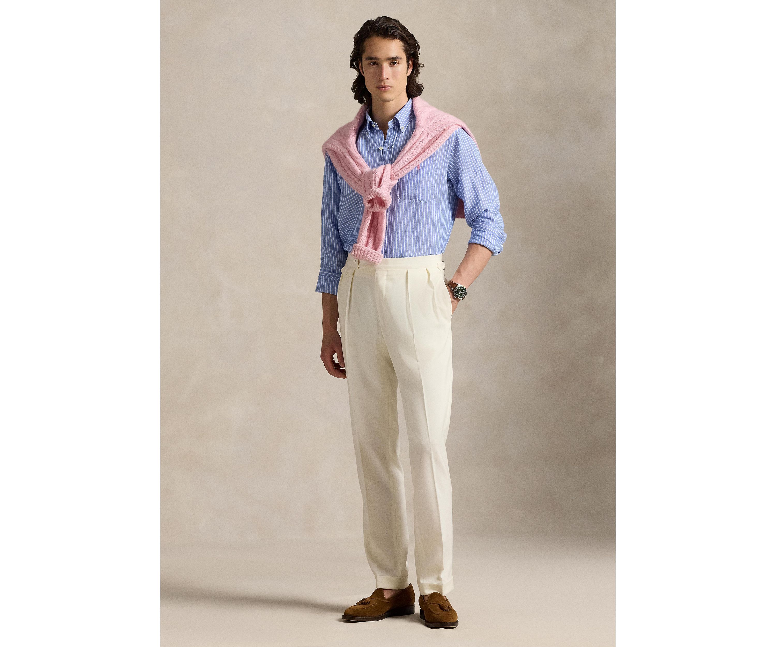 Classic Fit Striped Linen Shirt