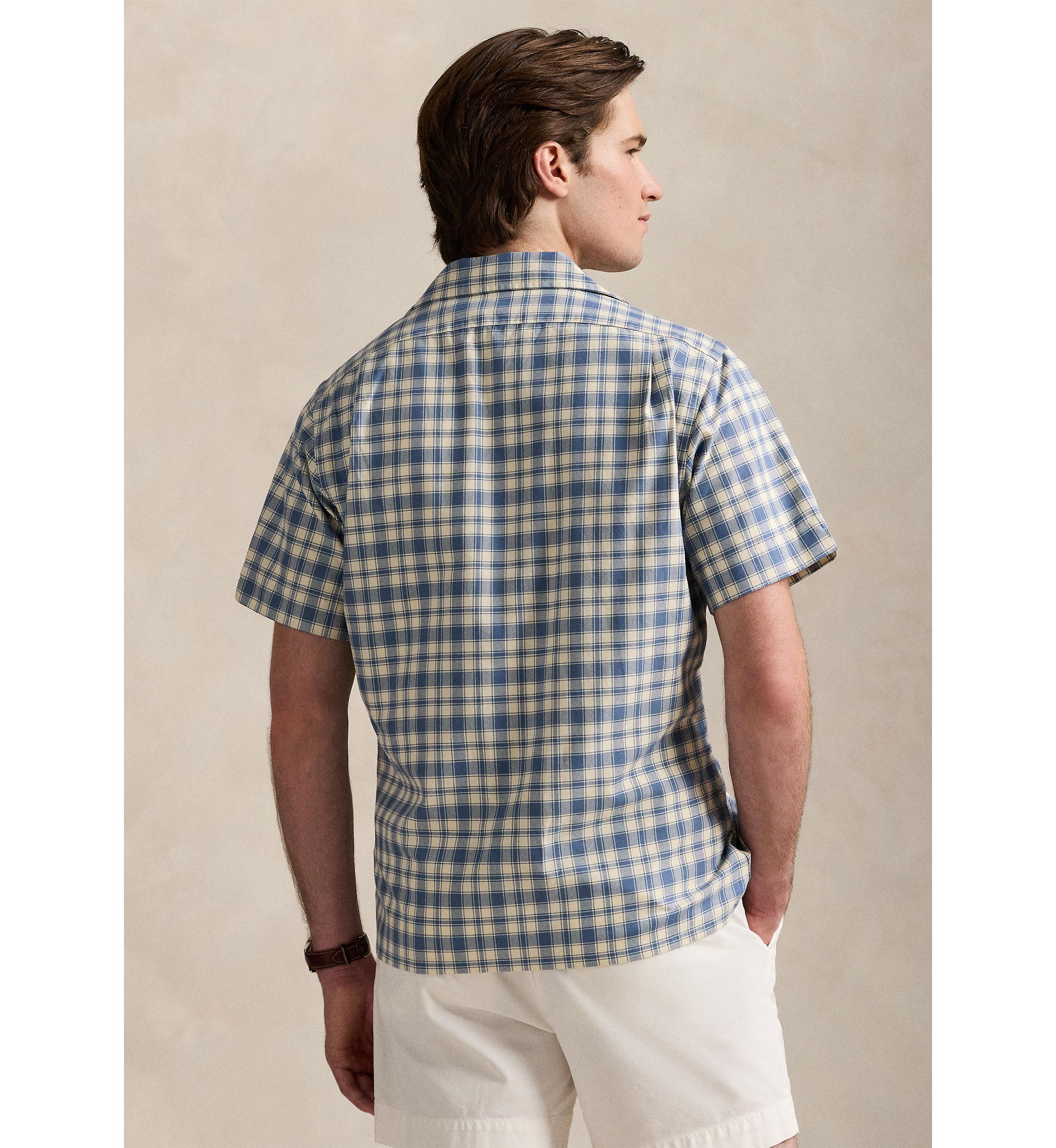 Classic Fit Plaid Oxford Camp Work Shirt
