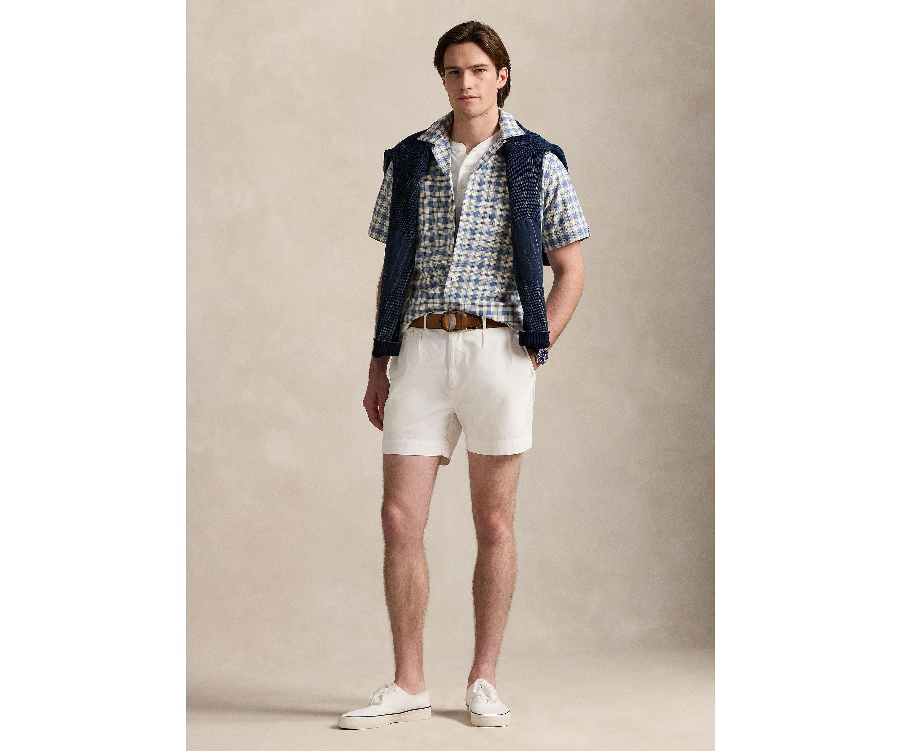 Classic Fit Plaid Oxford Camp Work Shirt