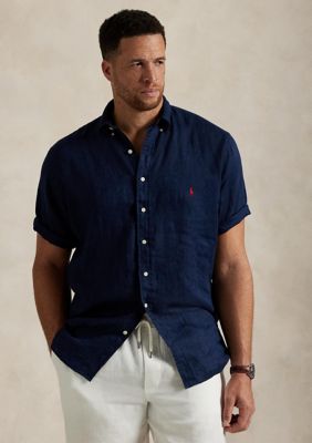 Polo Ralph Lauren Men's Big & Tall Linen Shirt, Navy Blue, 4X Big