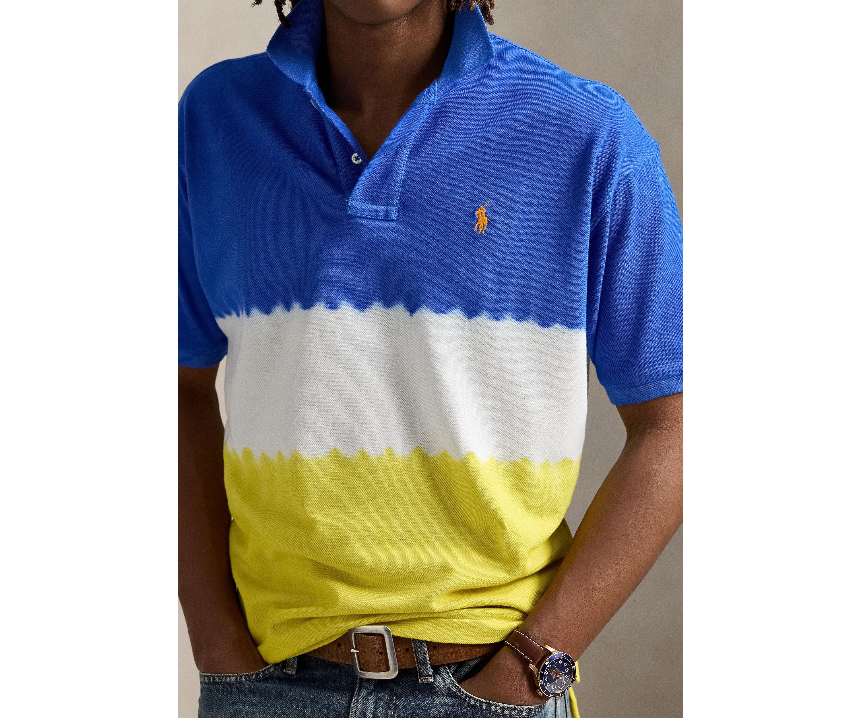 Classic Fit Dip Dyed Mesh Polo Shirt