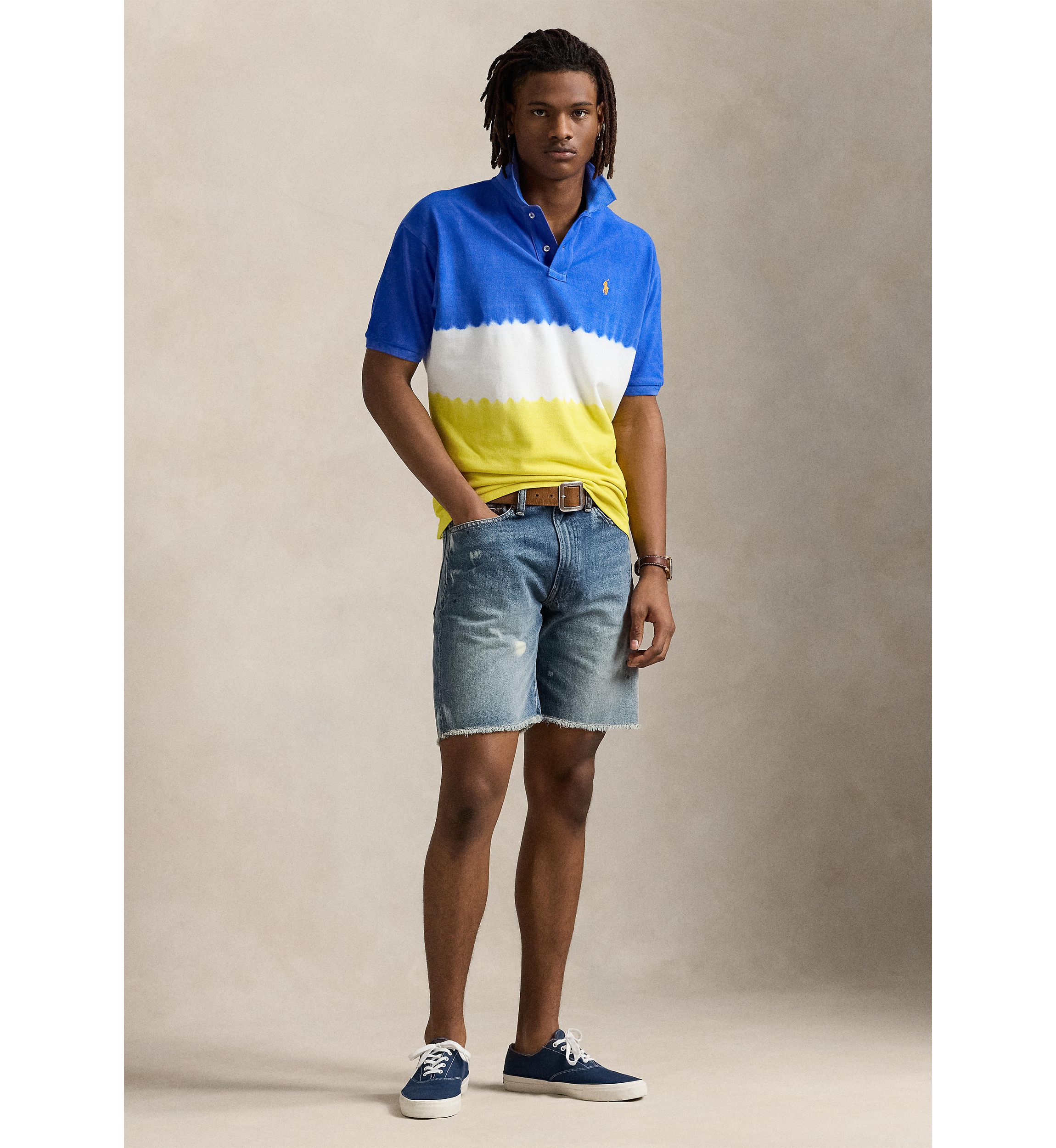 Classic Fit Dip Dyed Mesh Polo Shirt