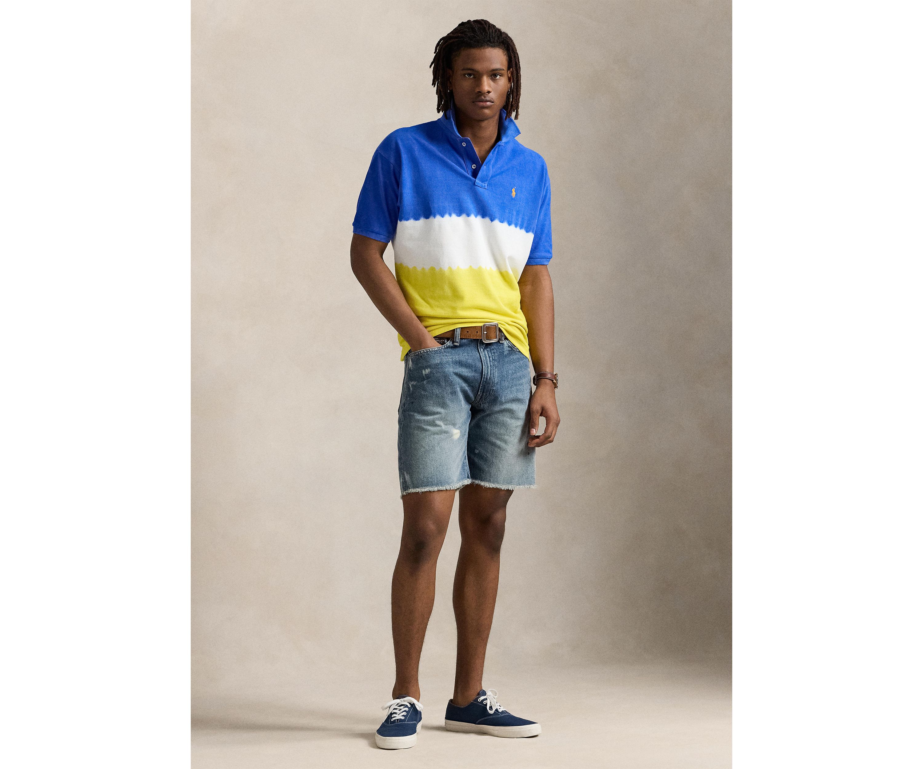 Classic Fit Dip Dyed Mesh Polo Shirt