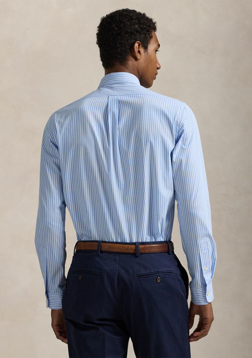 Classic Fit Striped Stretch Poplin Shirt