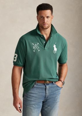 Polo Ralph Lauren Men's Big & Tall Big Pony Mesh Polo Shirt, Green, 2XL Long