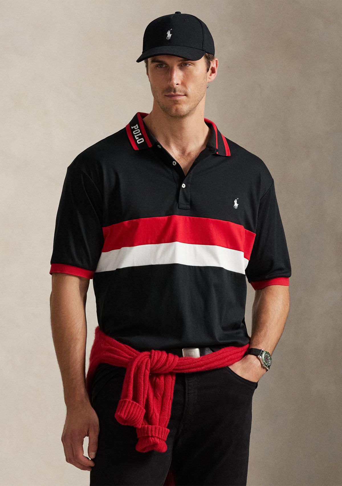 Big & Tall Striped Soft Cotton Polo Shirt