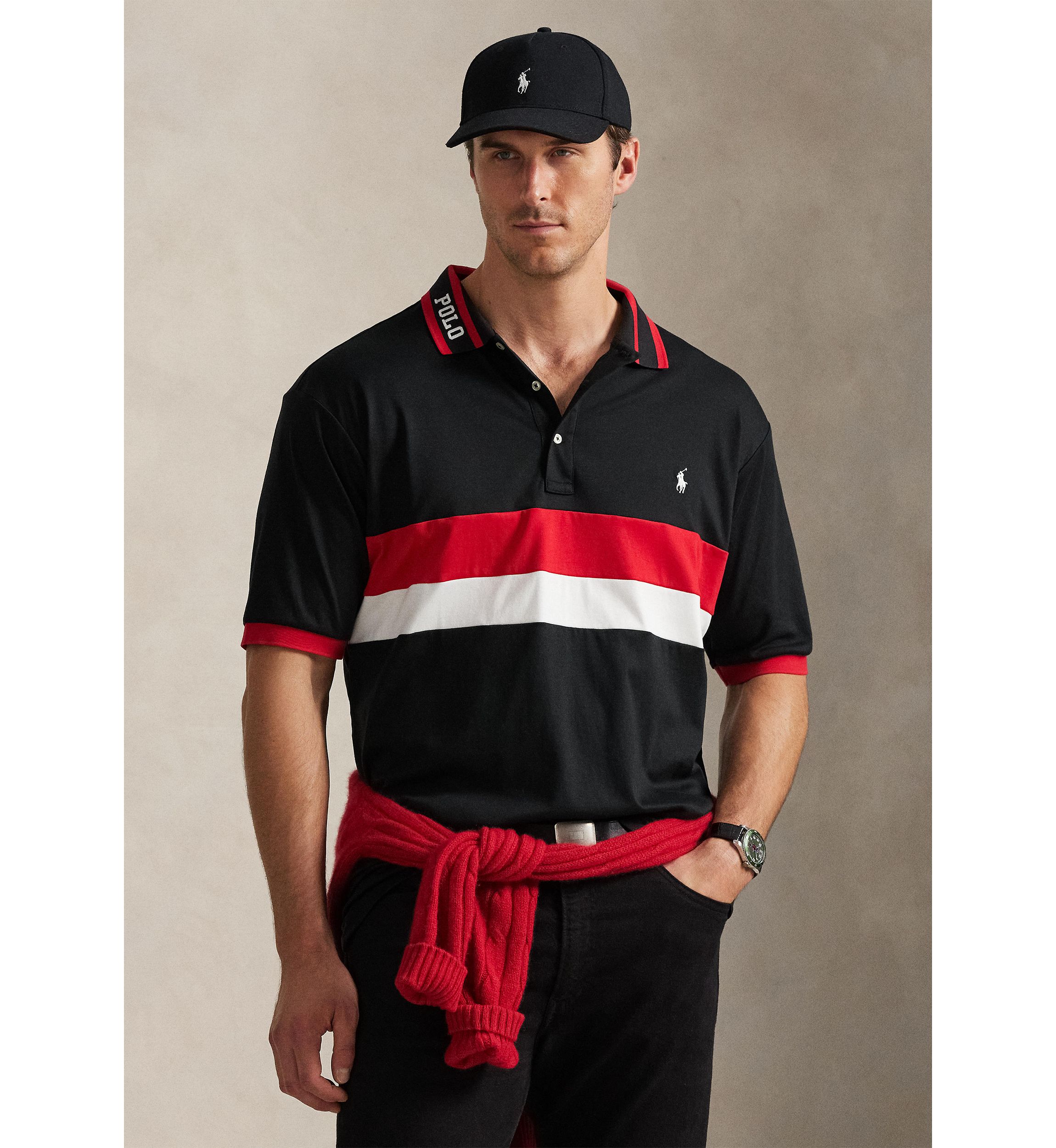Big & Tall Striped Soft Cotton Polo Shirt