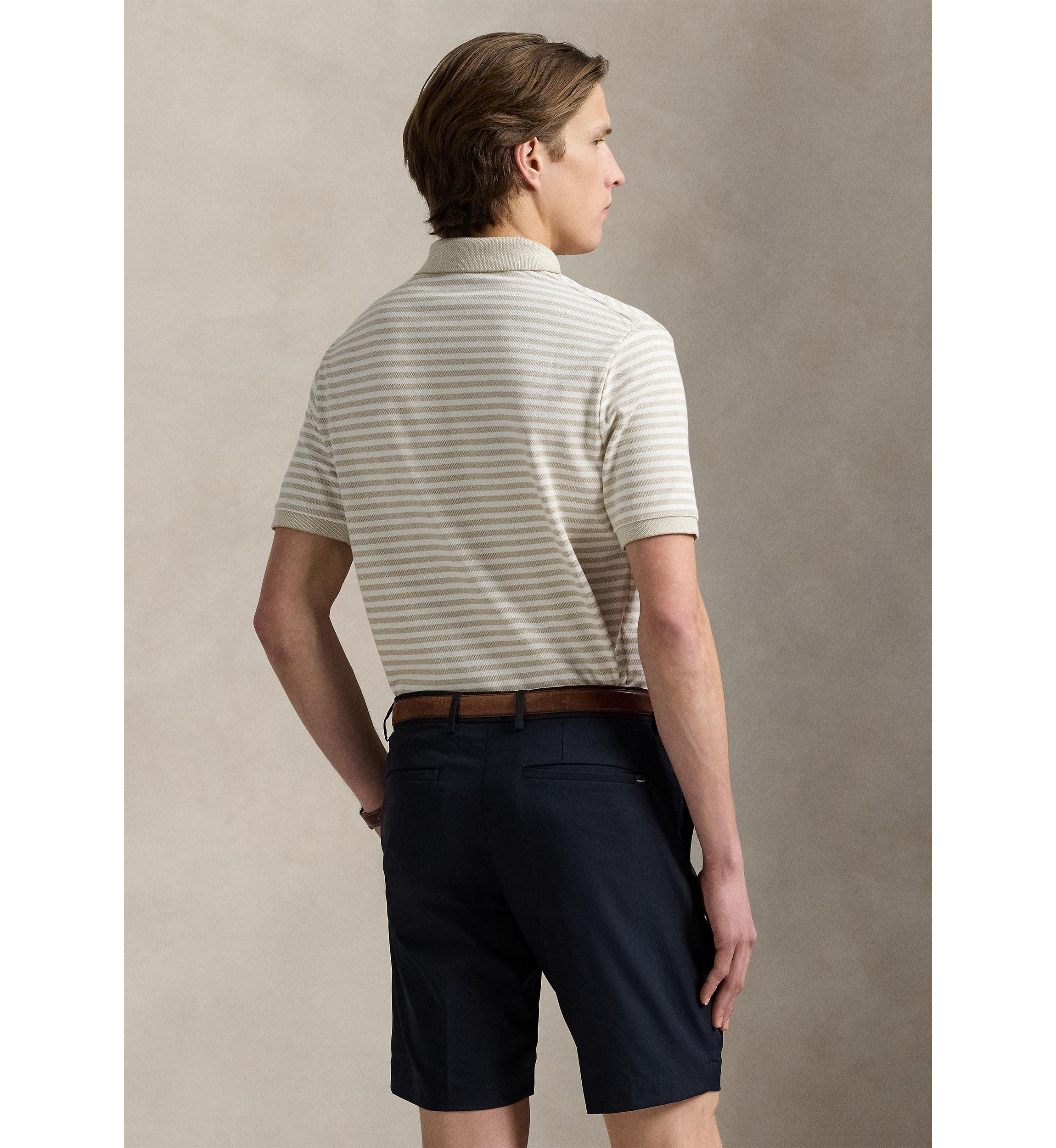Classic Fit Striped Mesh Polo Shirt