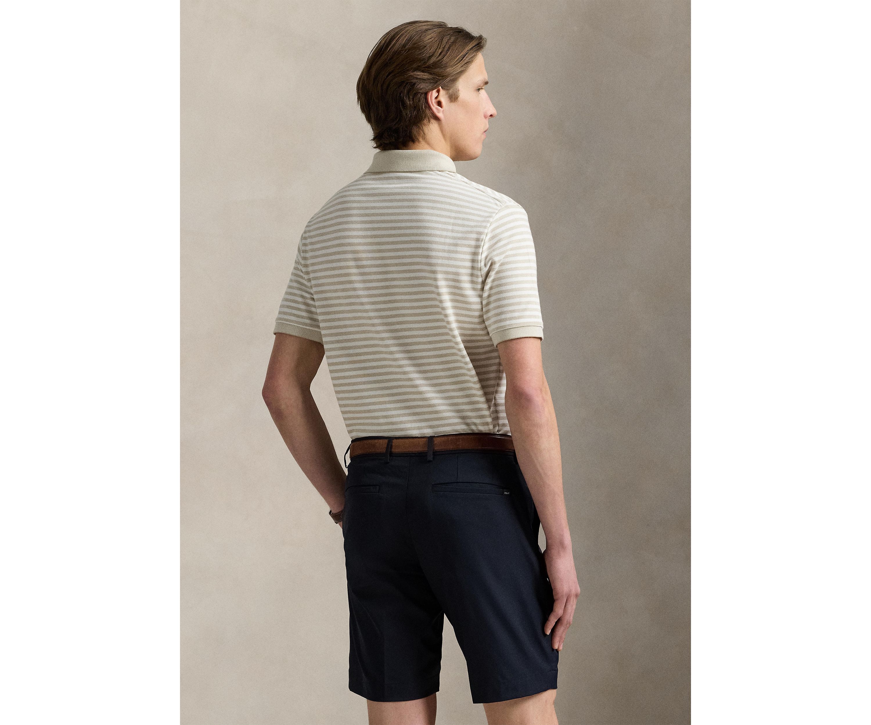 Classic Fit Striped Mesh Polo Shirt