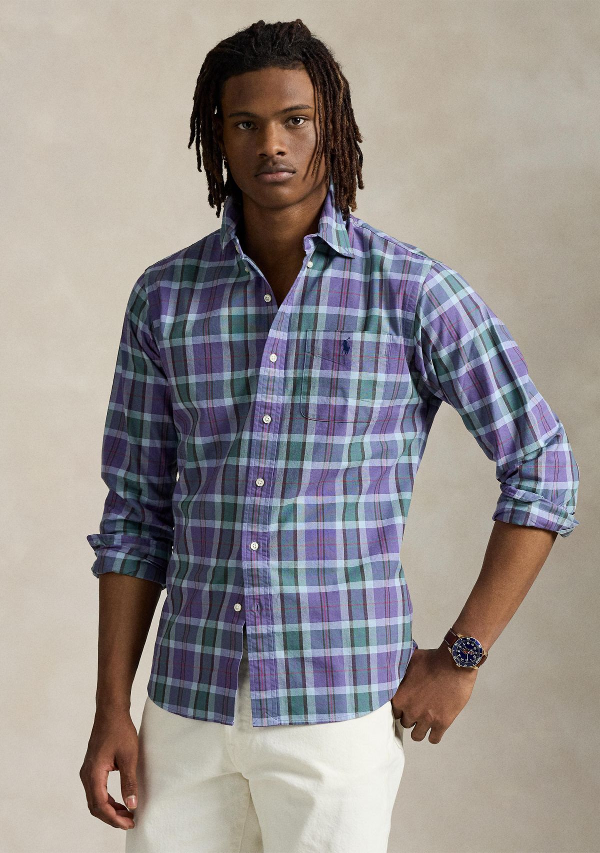Classic Fit Plaid Oxford Shirt