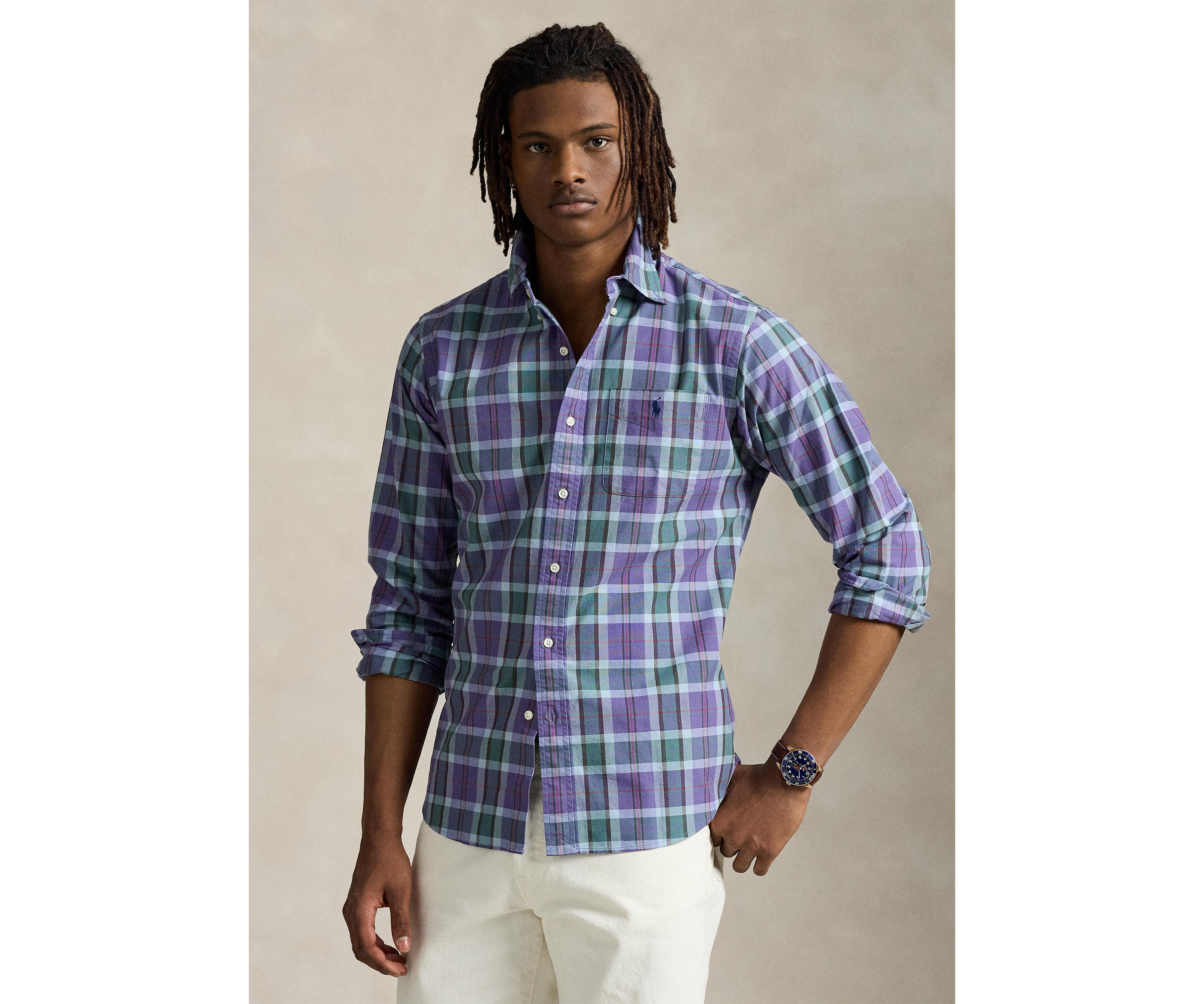 Classic Fit Plaid Oxford Shirt