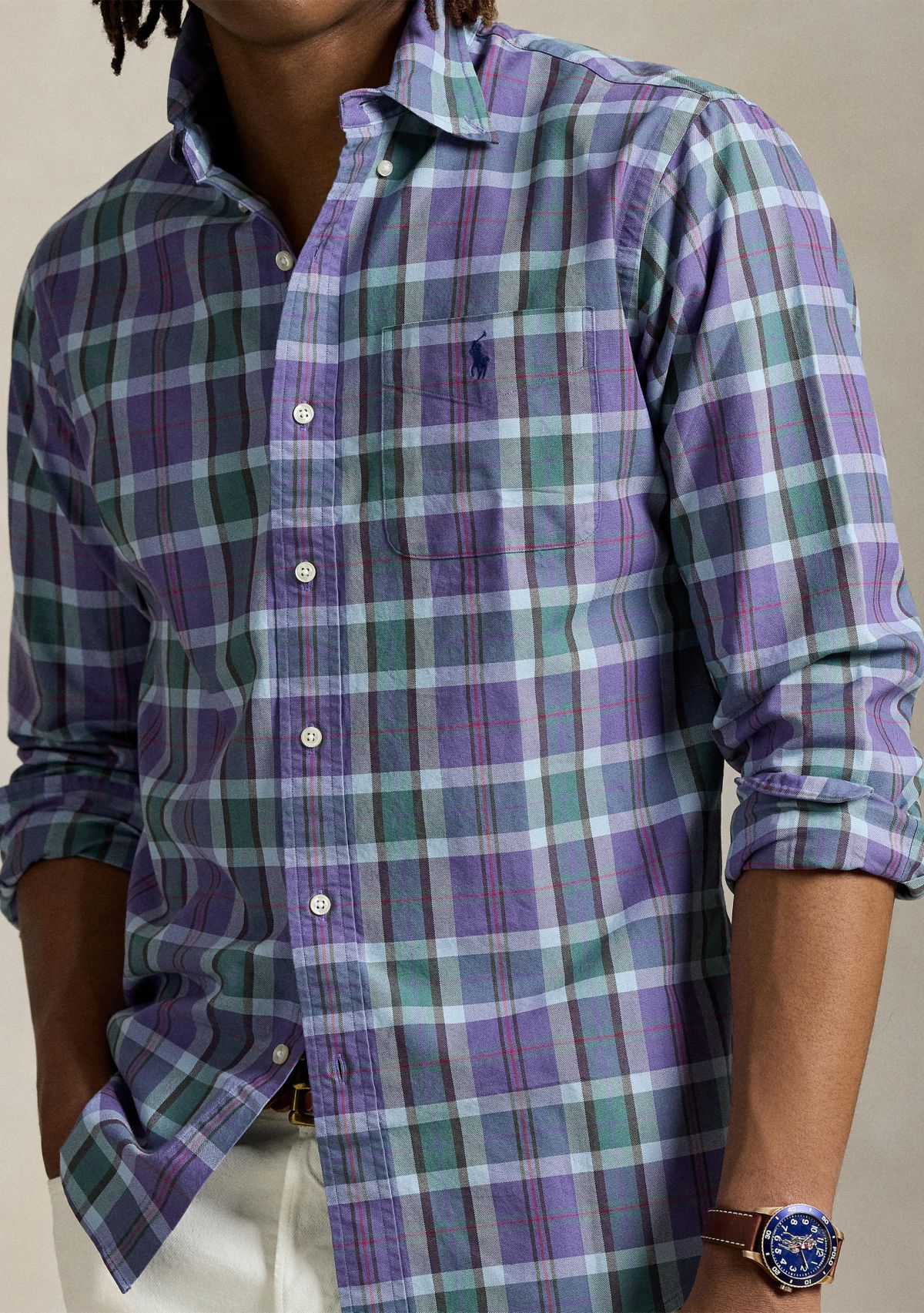 Classic Fit Plaid Oxford Shirt